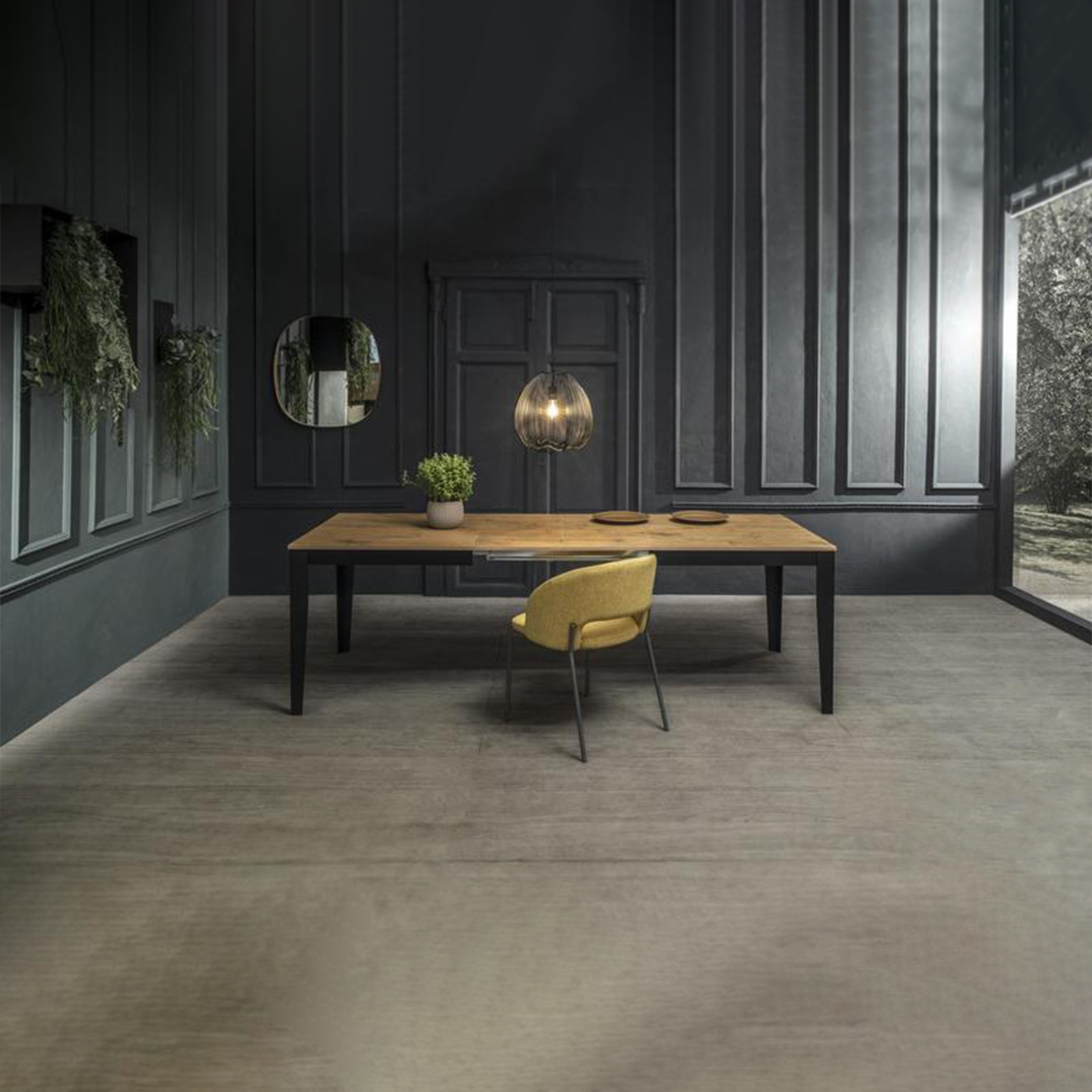 Tavolo allungabile "Blanche" piano melaminico gambe in metallo 14 posti cm 316x90 76h