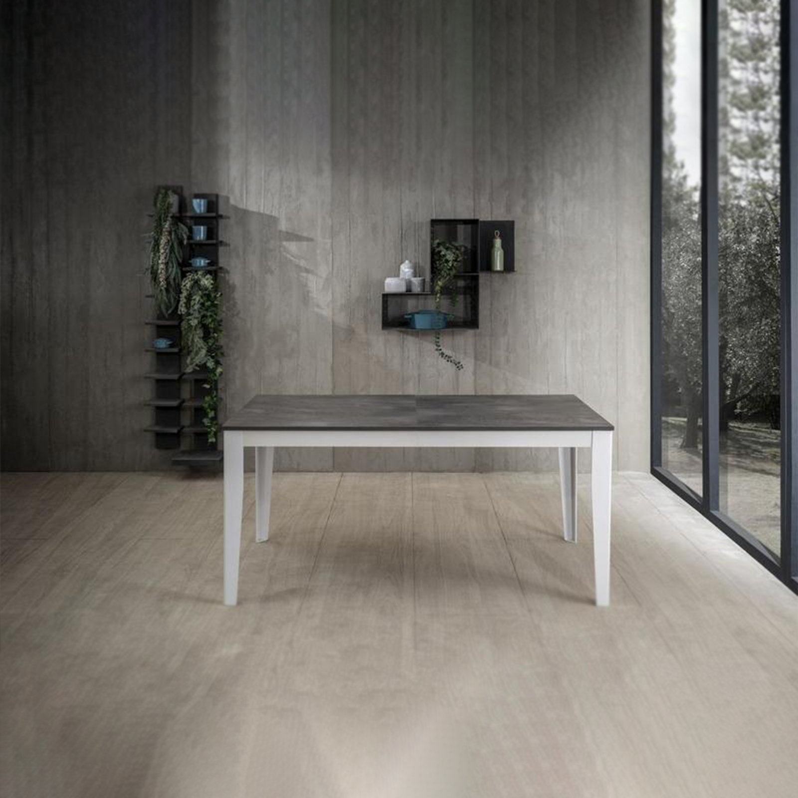 Tavolo allungabile "Blanche" piano melaminico gambe in metallo cm 130/290x80 76h