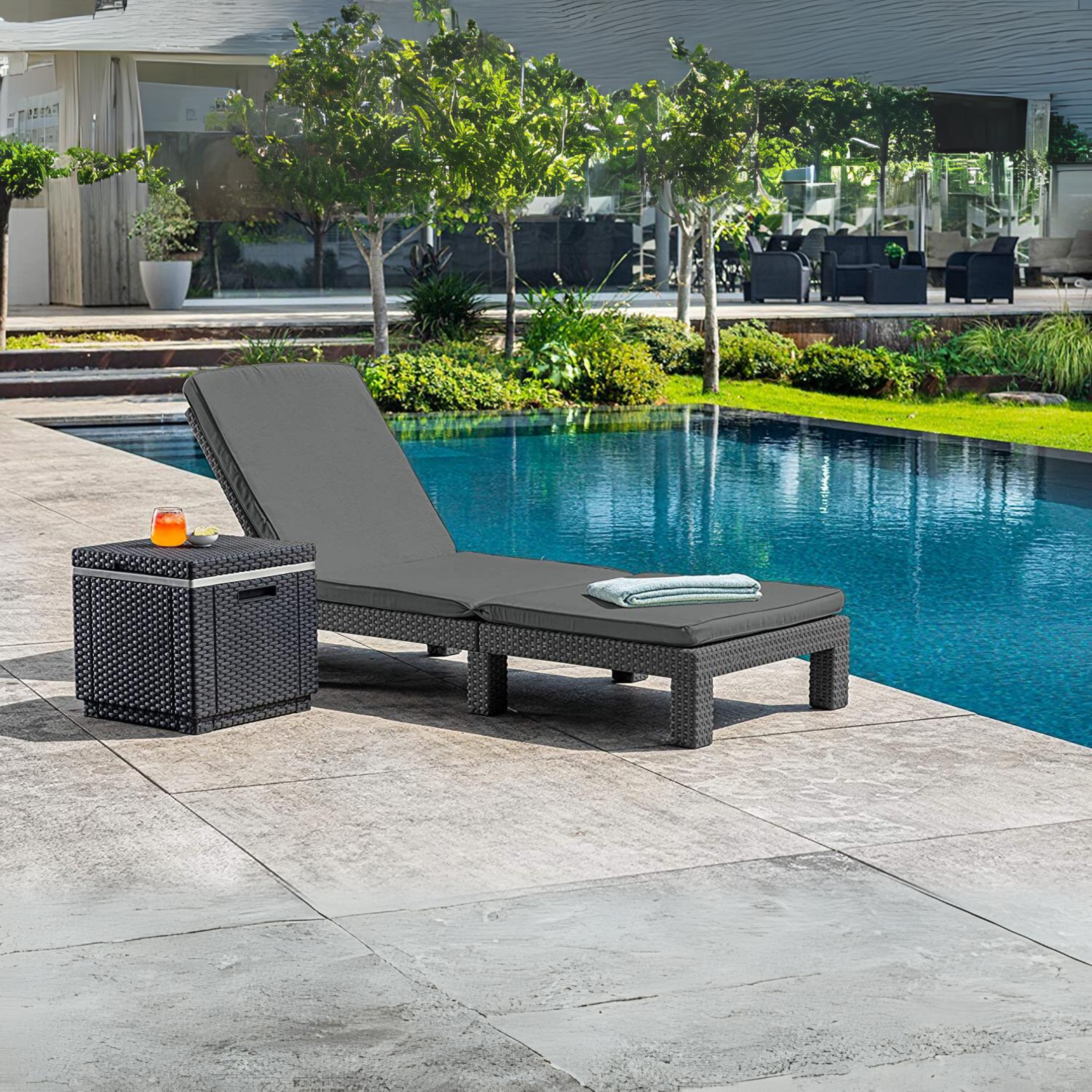 Tavolino porta ghiaccio "Alaska" da esterno in resina cm 42x42 41h