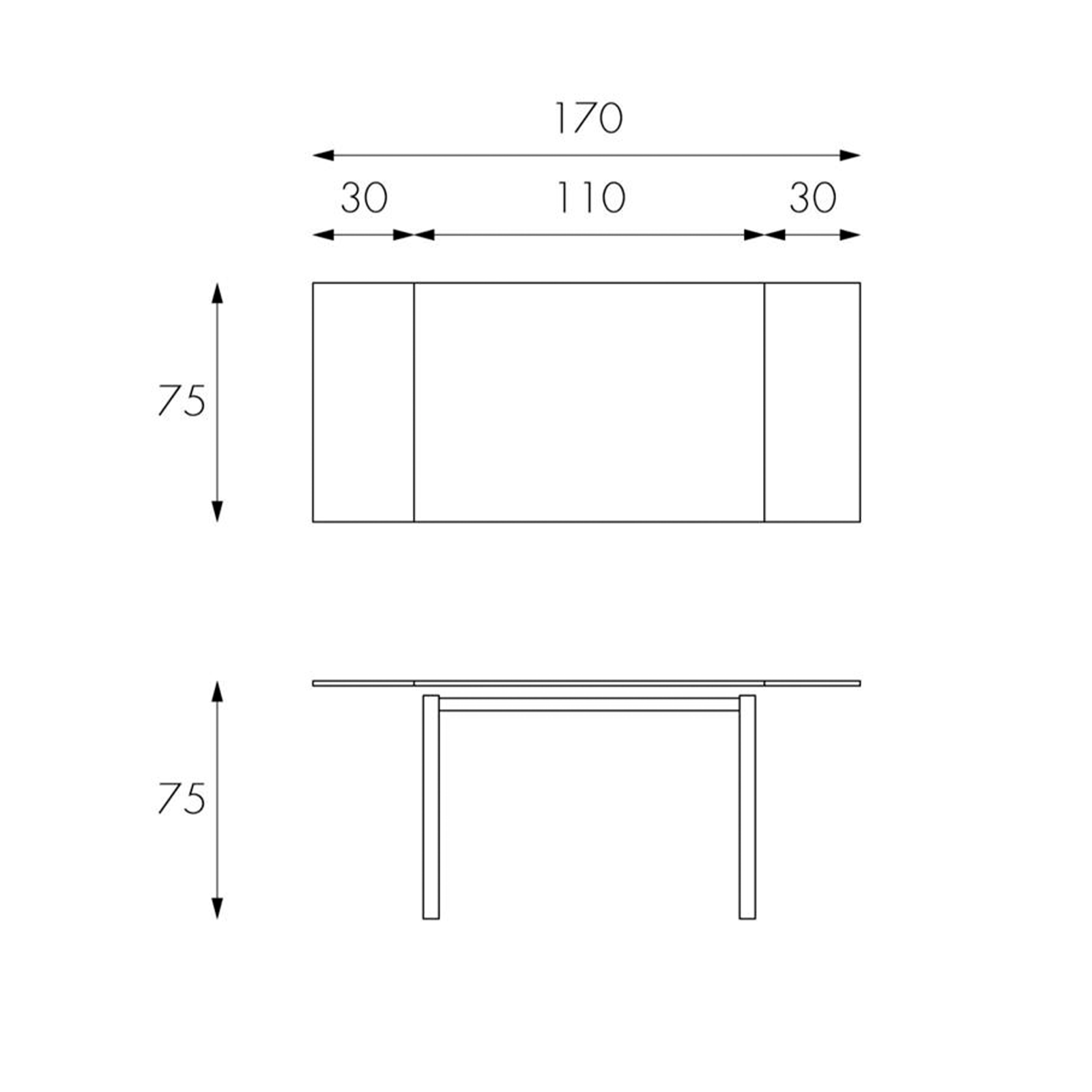 Tavolo allungabile "Bali" piano in vetro temperato gambe in metallo