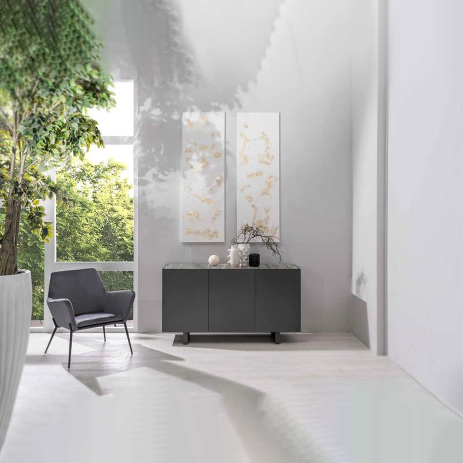 Madia da soggiorno "Adrien" piano in ceramica 3 ante cm 150x45 85h