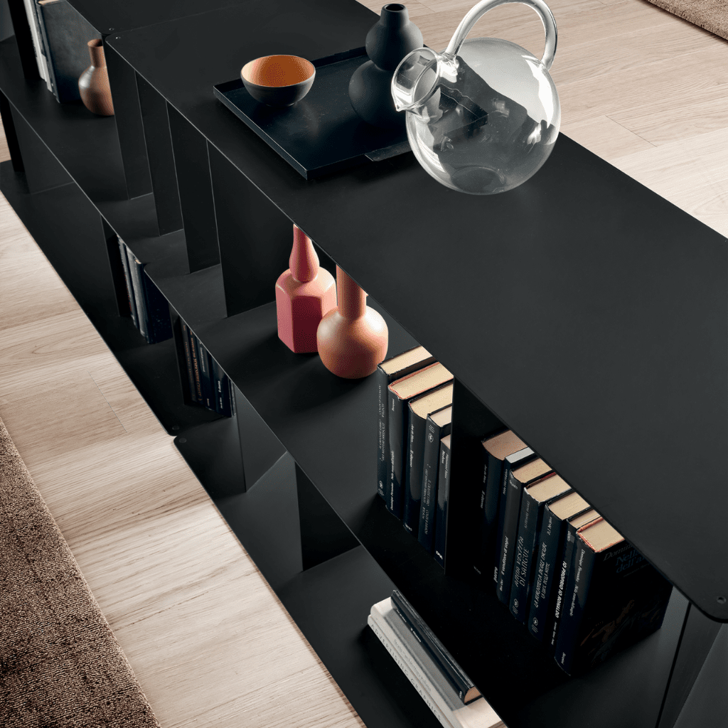 Libreria da tre ripiani "Bert" versatile e componibile in metallo cm 130x40 85h - MondoViro