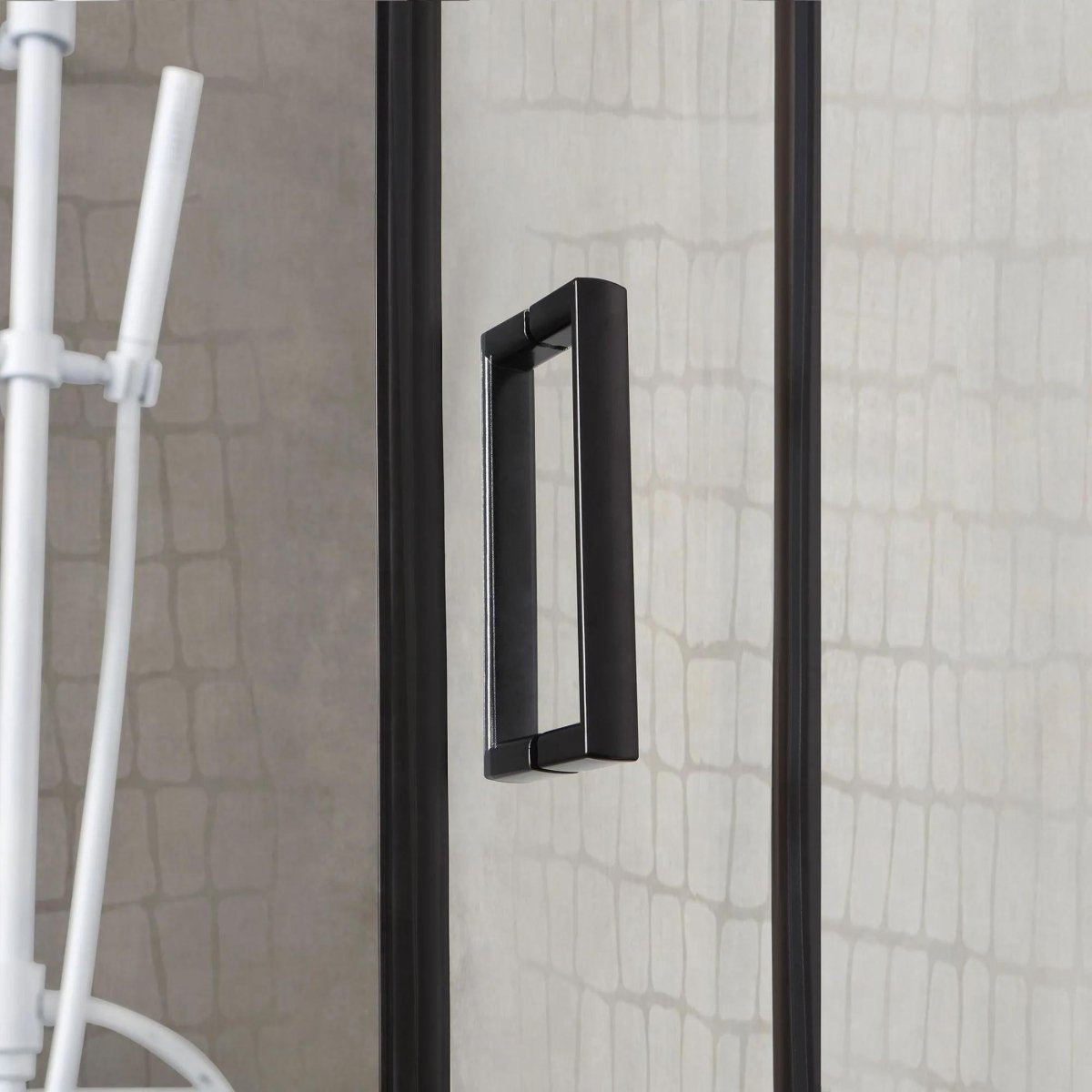 Box doccia quadrato "Cielo" in vetro trasparente con profilo nero opaco h 190 cm - MondoViro