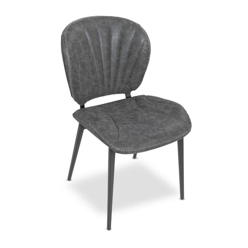 Set di sedie da pranzo "Elice" imbottite in ecopelle con gambe in metallo nere cm 47,5x65,5 85h - MondoViro