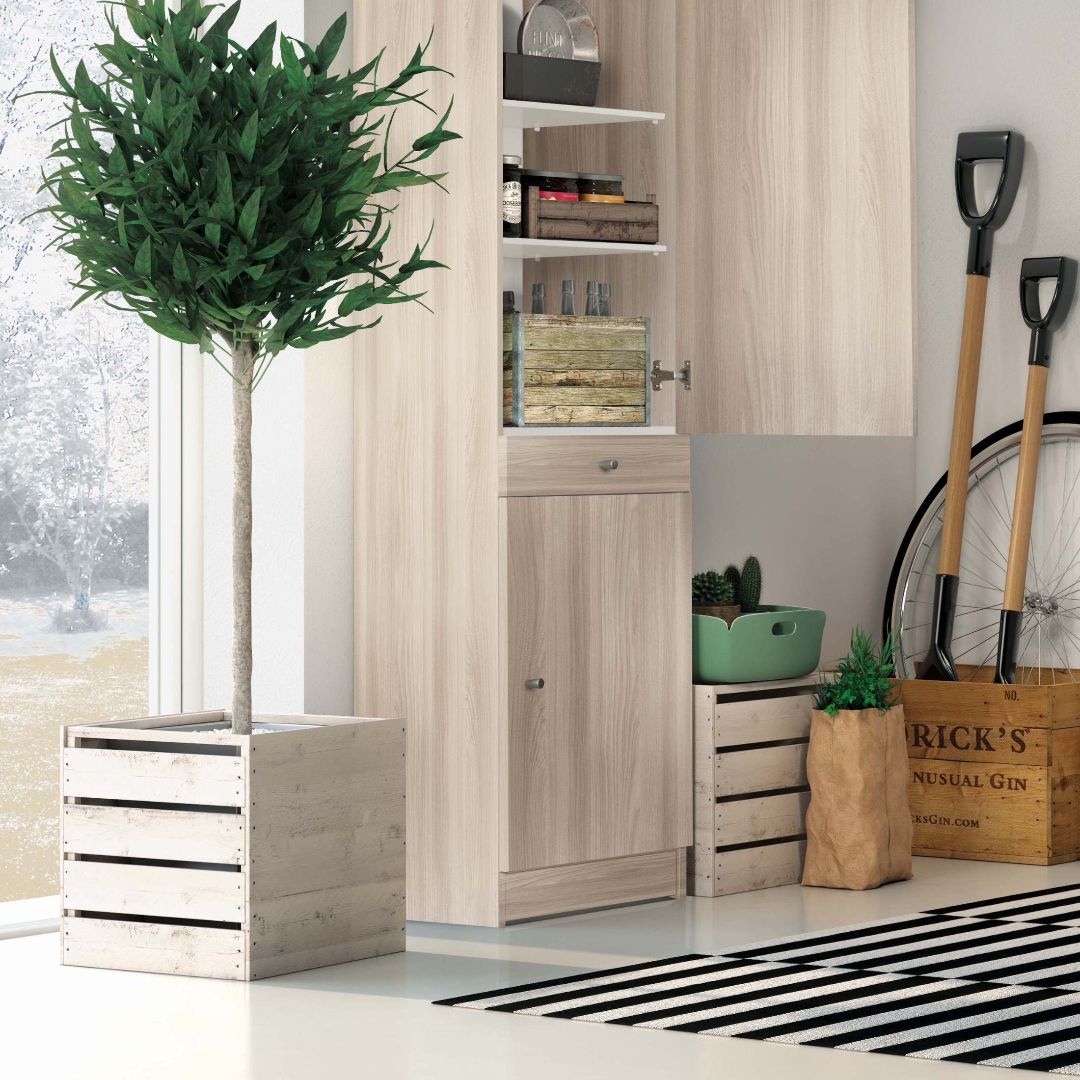 Mobile colonna "Country" 2 ante in legno 1 cassetto cm 46x34 183h