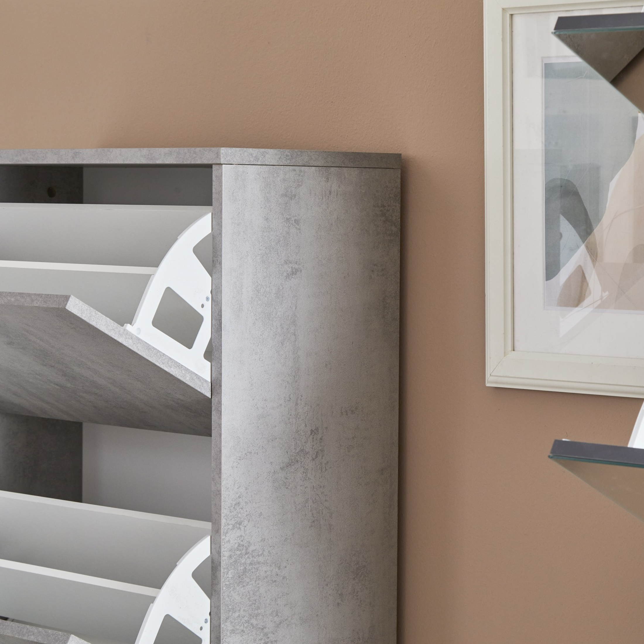 Scarpiera 4 ante specchio "Vittoria" 1 cassetto in legno cm 63x29 164h