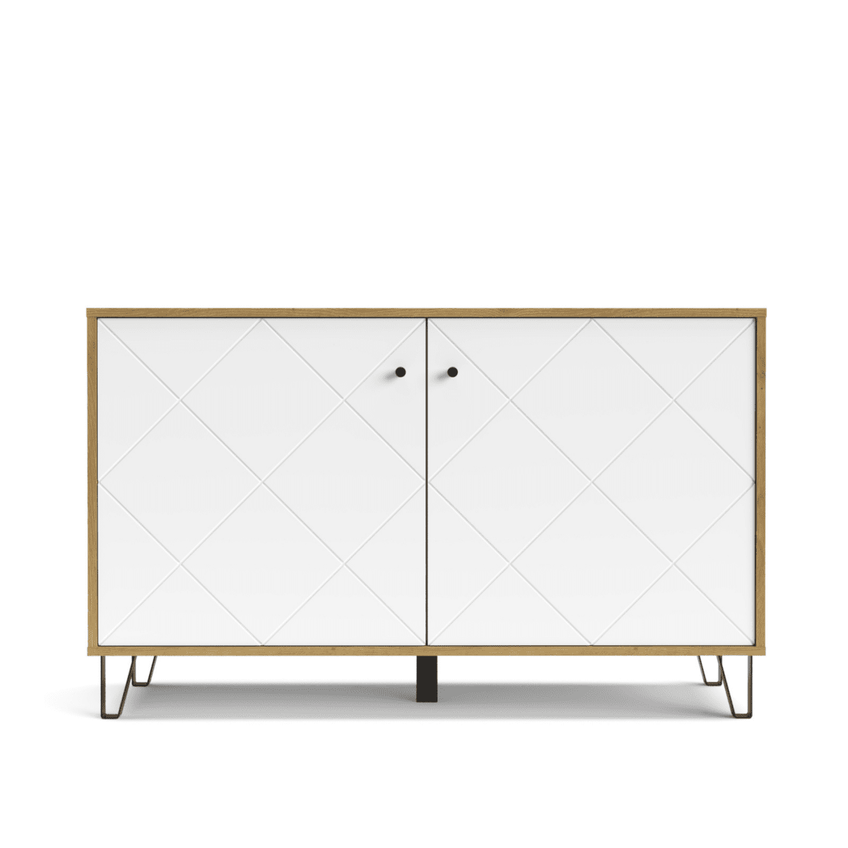 Set mobili da soggiorno "Living Bollo" in legno rovere artisan e bianco - MondoViro