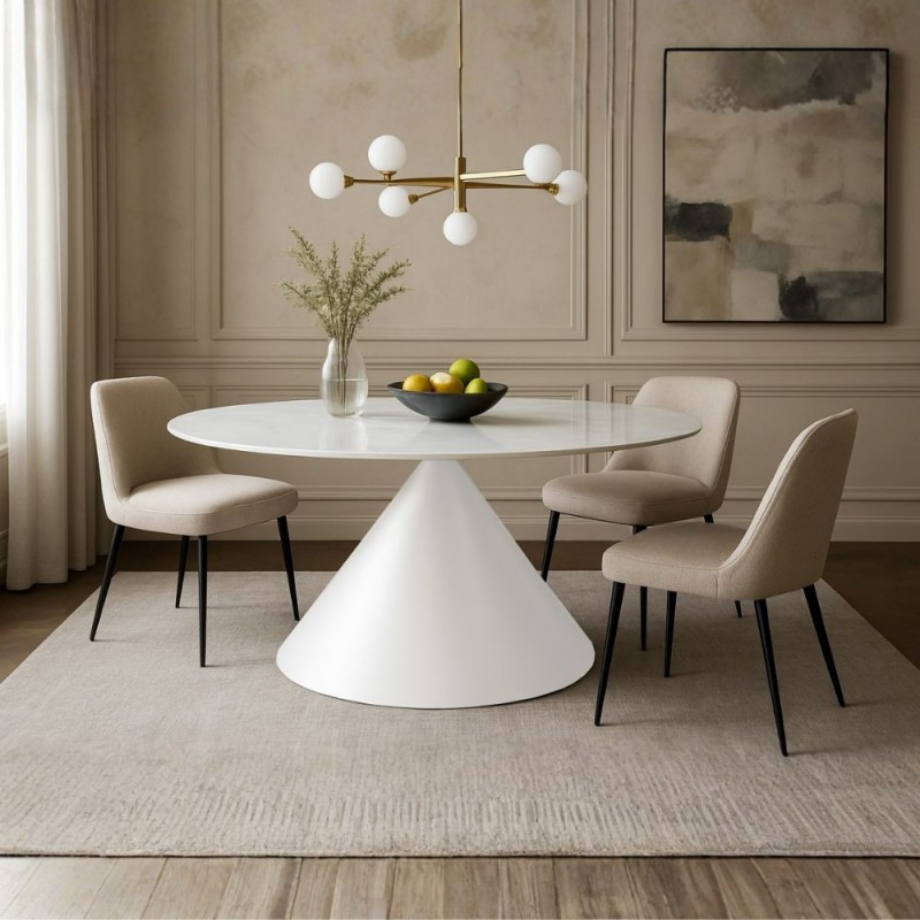 Tavolo ovale fisso "Corte" con piano effetto marmo e base in metallo verniciata a polvere cm 200x80 76h