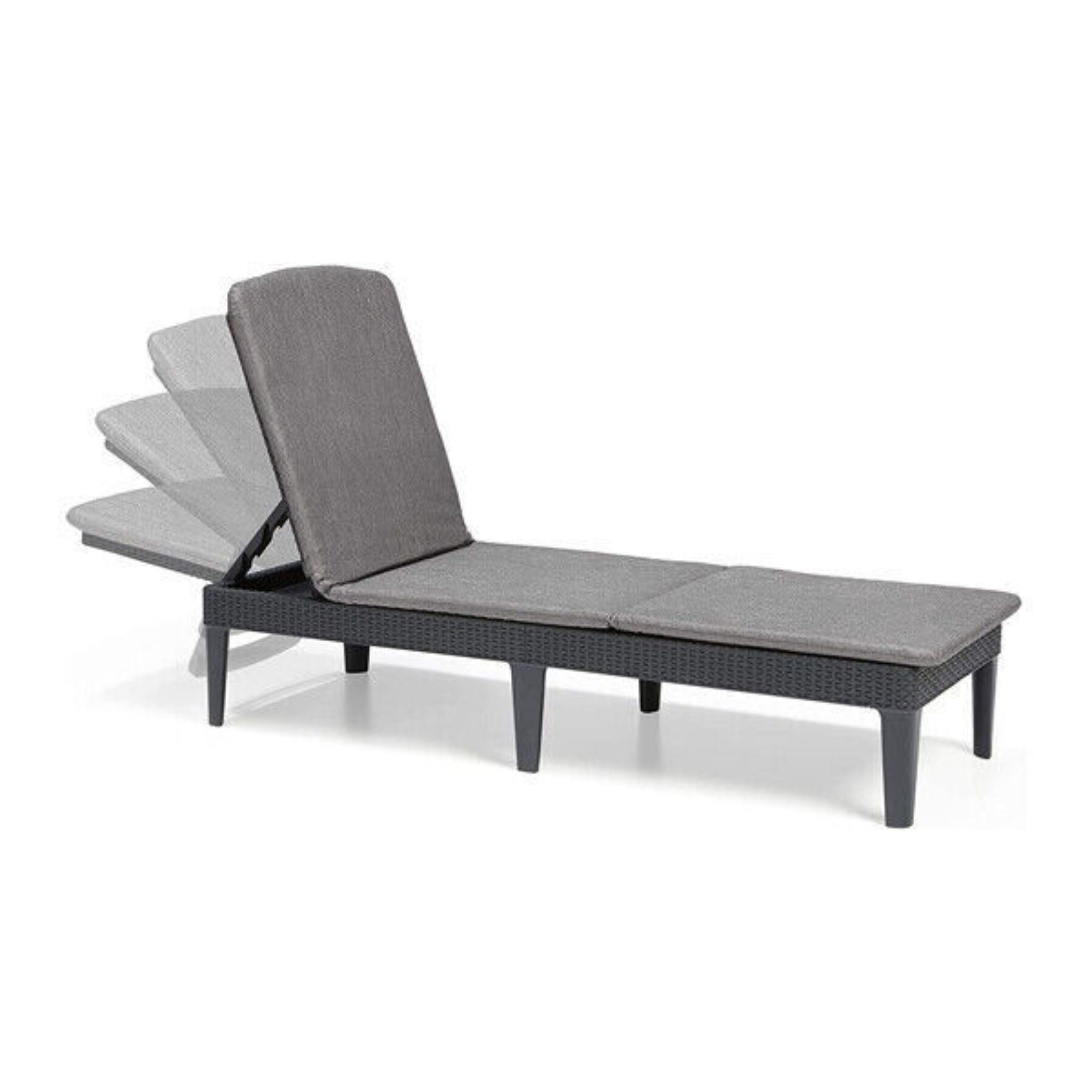 Lettino prendisole in rattan "Jaipur" con schienale reclinabile cm 189x72 96h