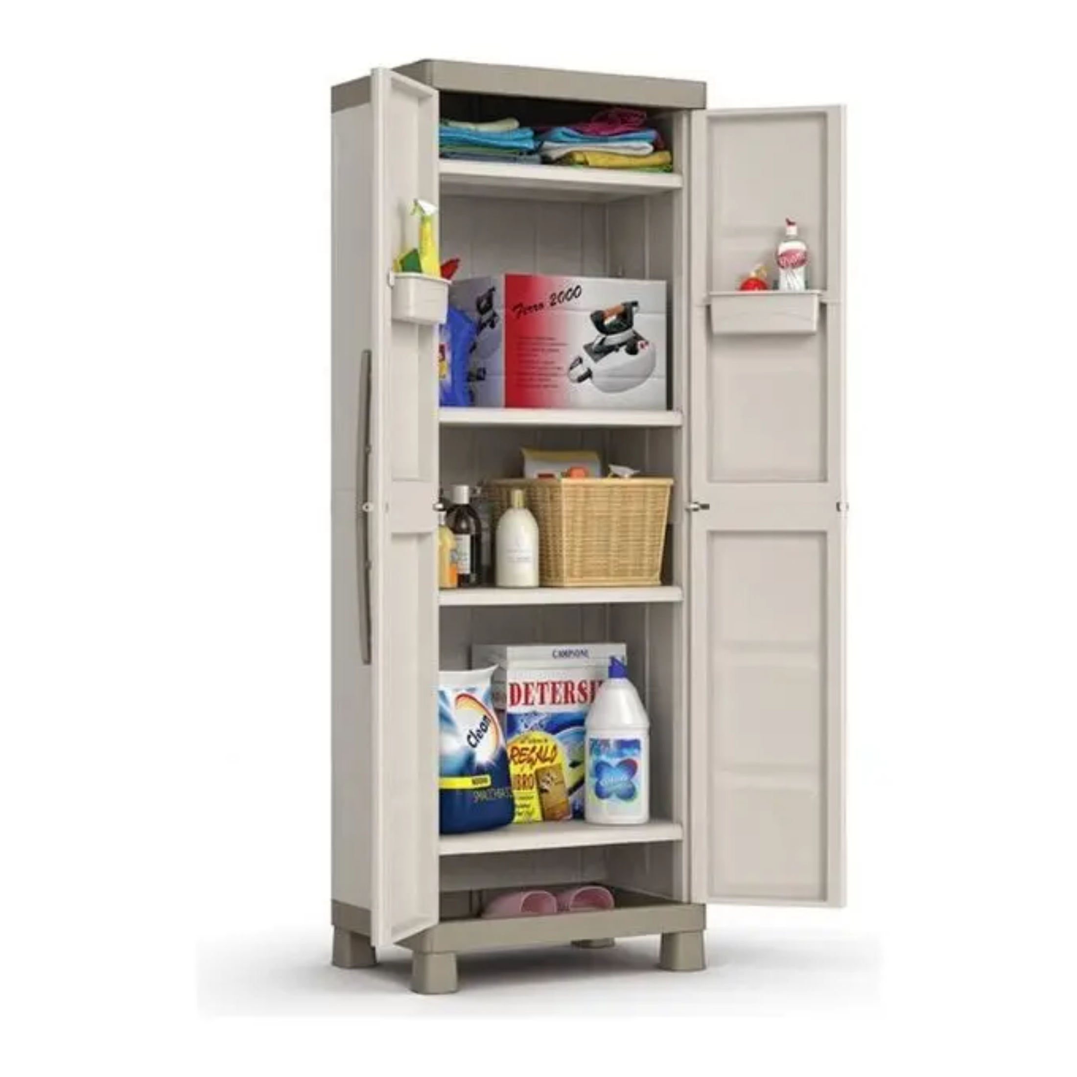 Armadio in resina da giardino "Bacau" con ripiani interni e piedini rialzati