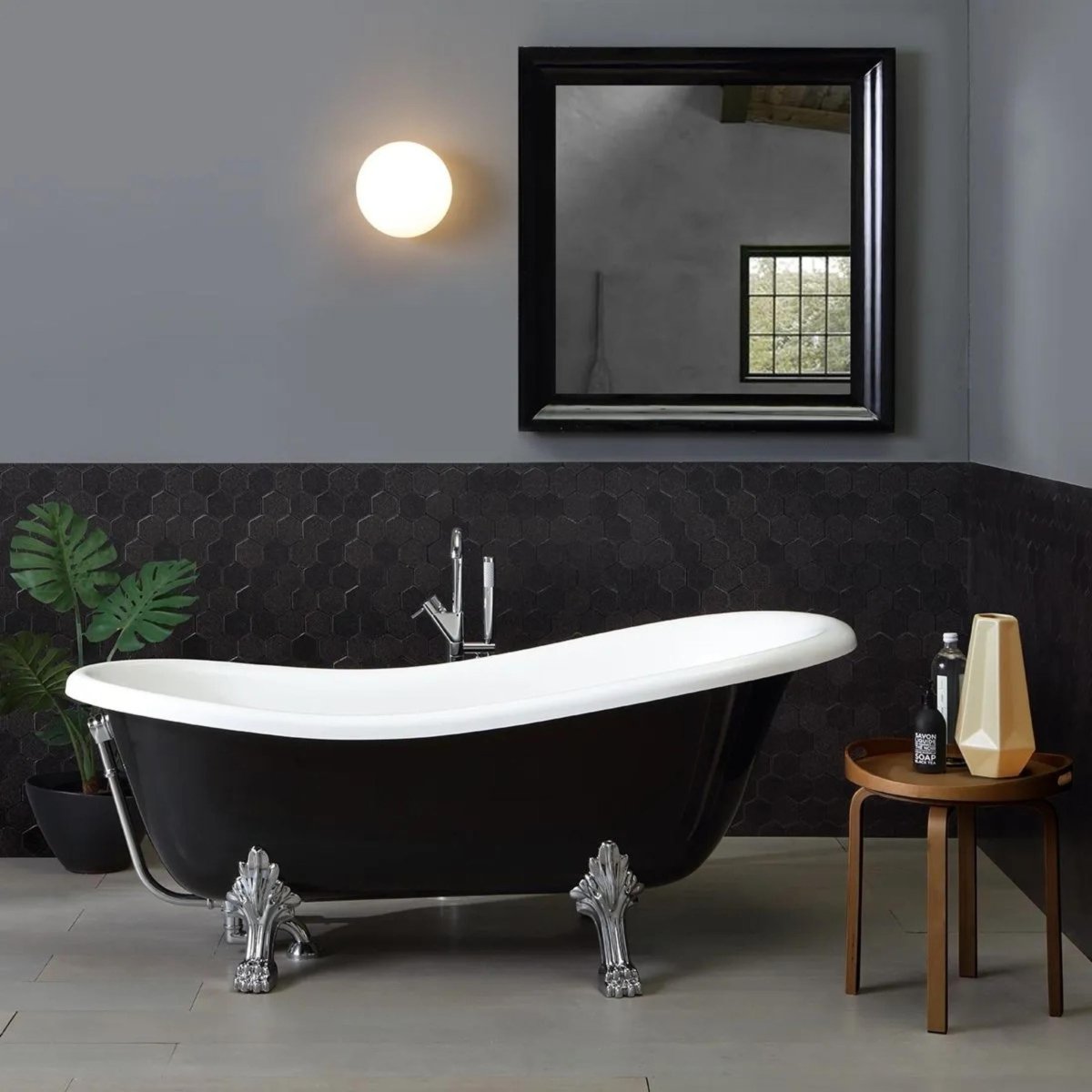 Vasca da bagno classica freestanding "Romanza" in marmo ricomposto cm 168x76 55h - MondoViro