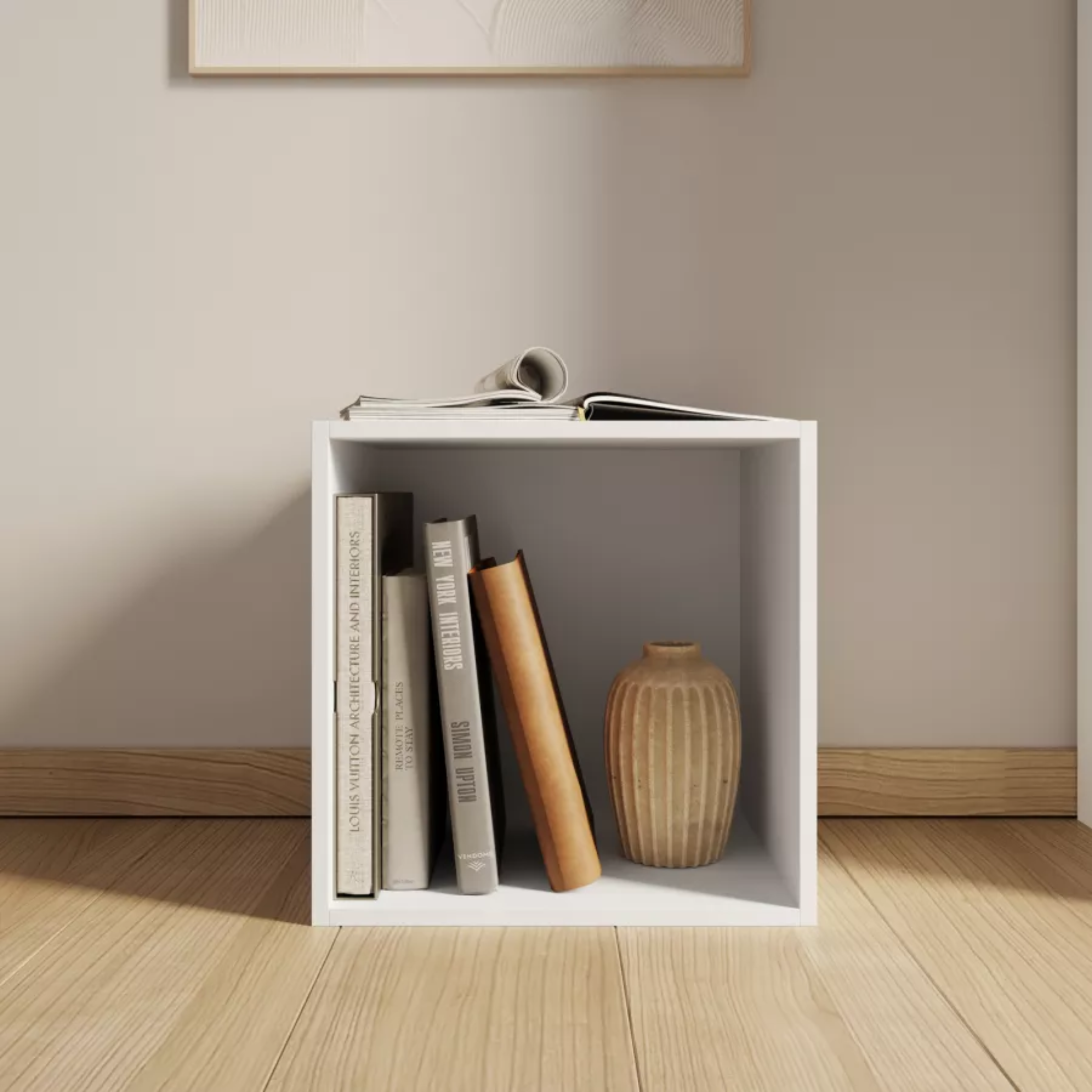 Mensola a giorno colorata "Cubo" in legno cm 35x35 29h