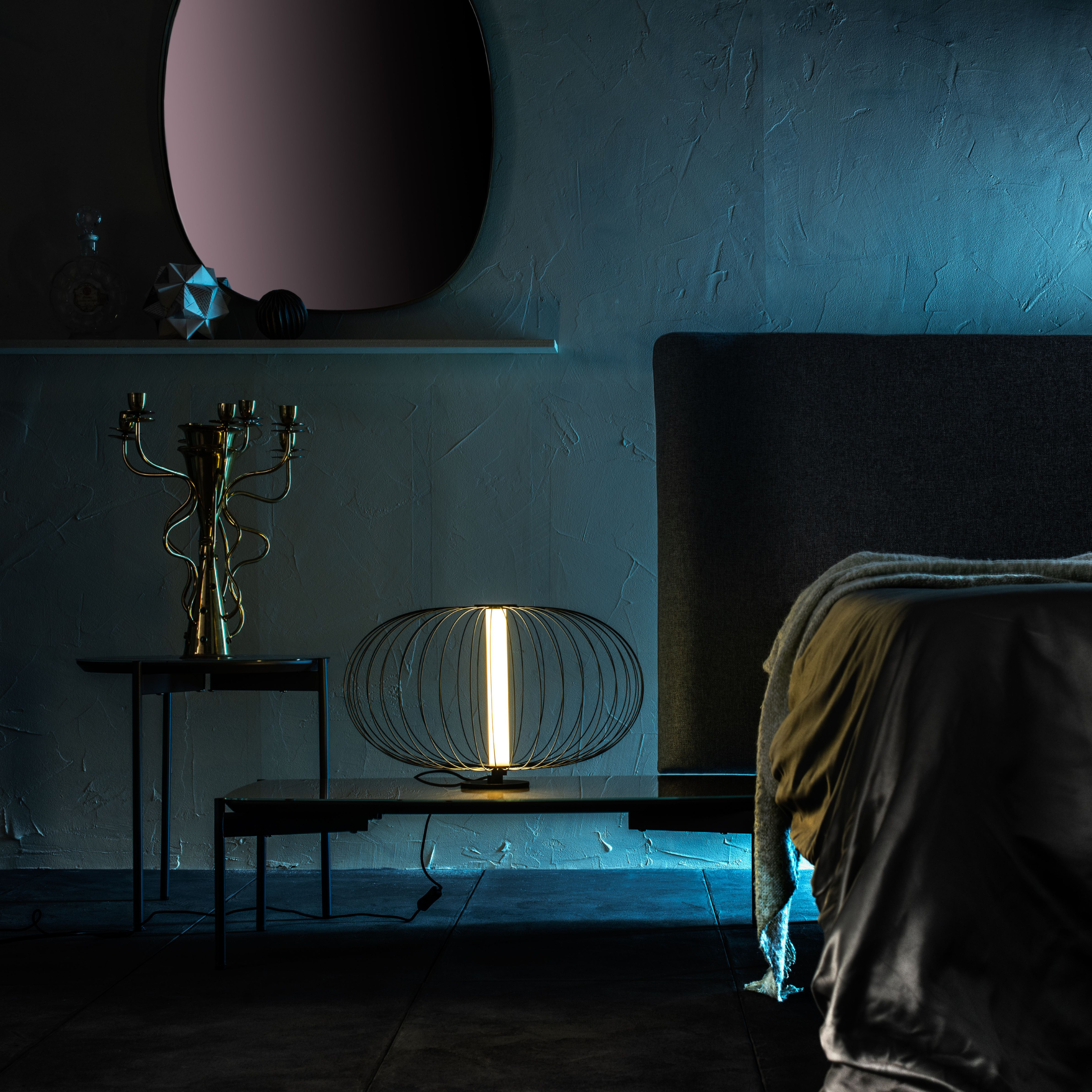 Lampada LED con paralume in acciaio "Jaula" da terra tavolo e sospesa