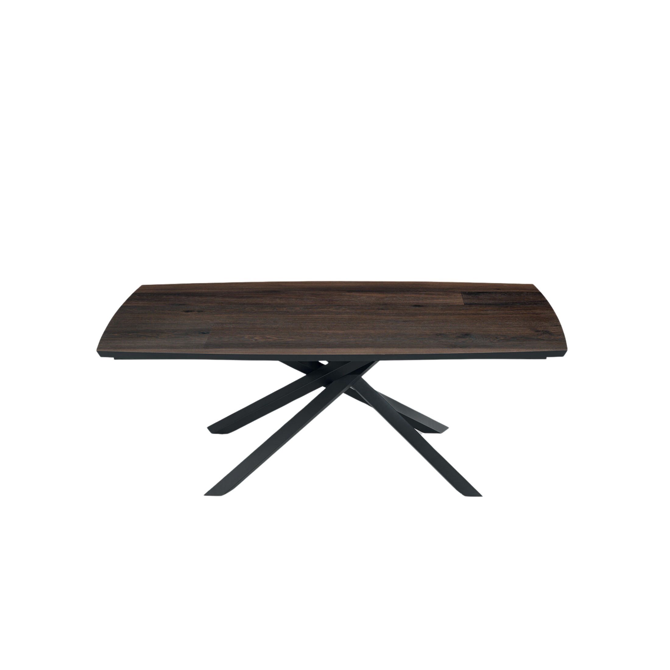 Tavolo moderno fisso da pranzo "Alan" con base in metallo e piano in rovere