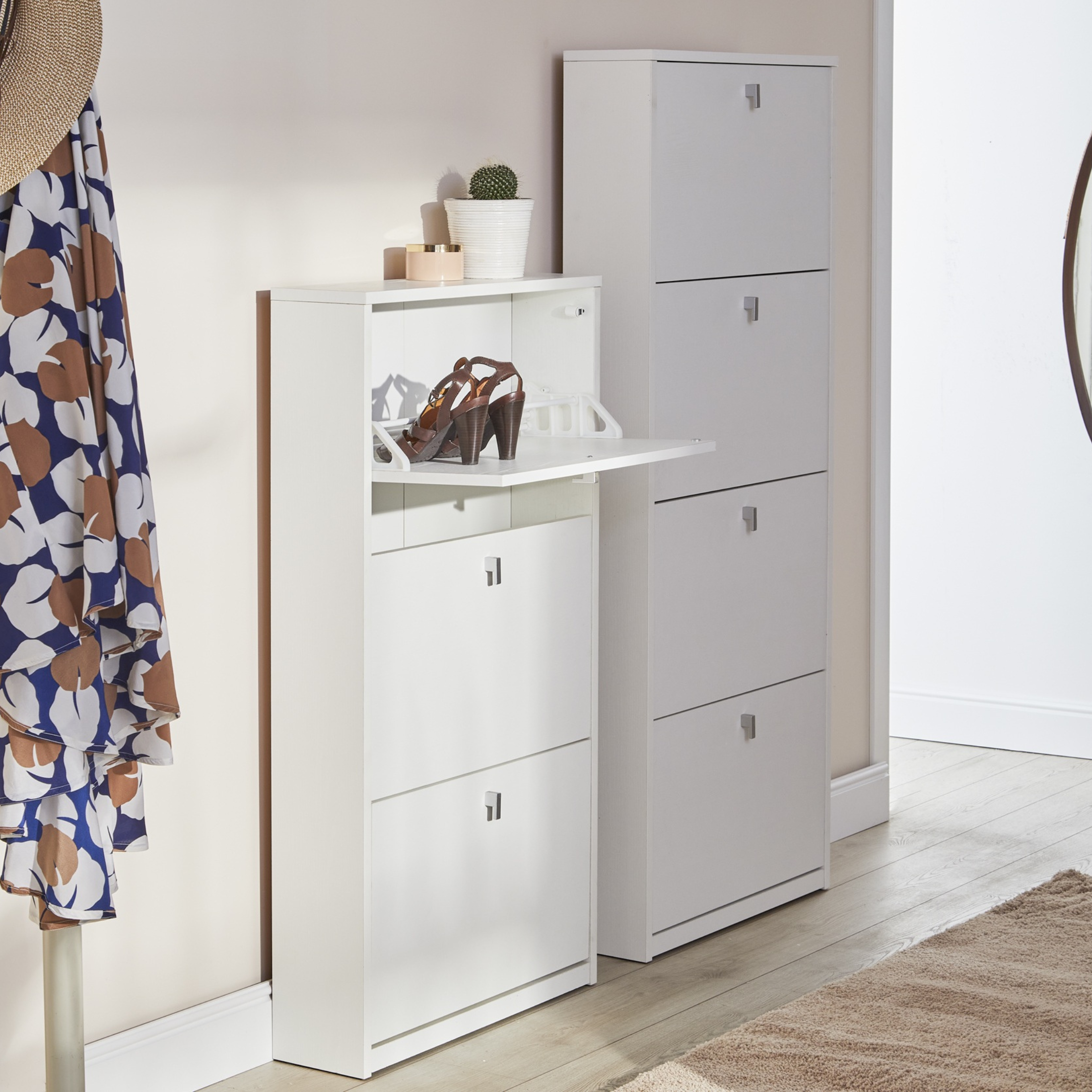 Scarpiera a 4 ante "Chloe1" mobile alto in legno cm 63x18 154h