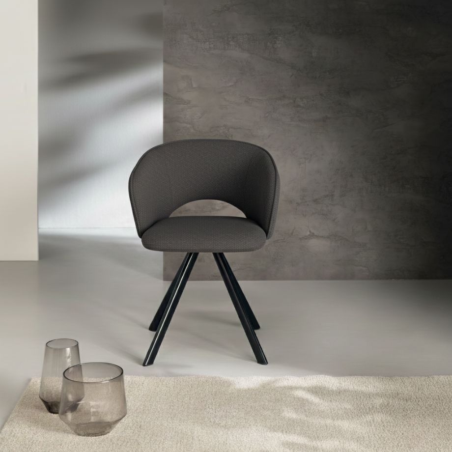 Set di sedie imbottite "Zeta" in tessuto con struttura in metallo cm 61x58 78h