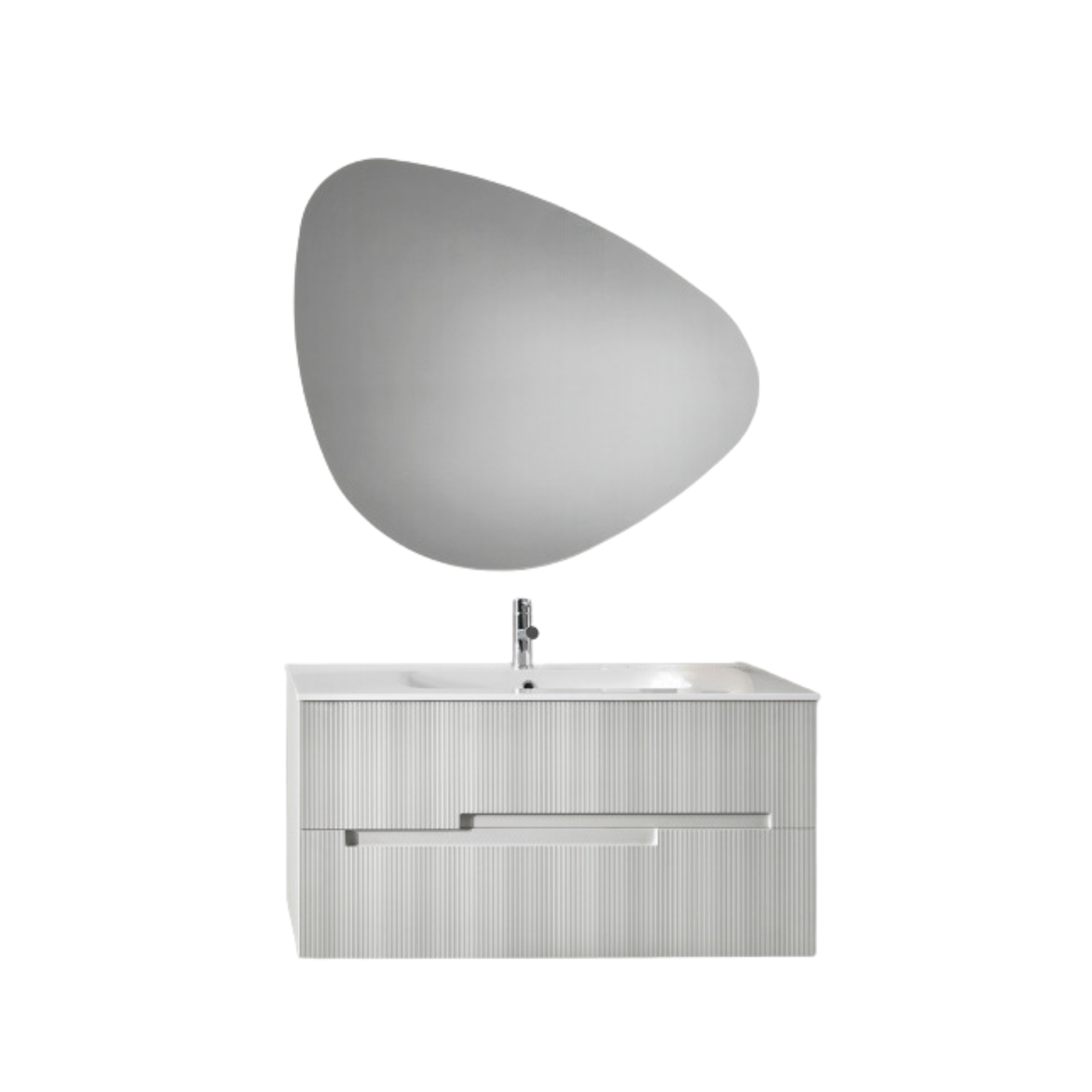 Mobile da bagno in legno "Cosmo100" con 2 cassetti lavabo e colonna sospesa