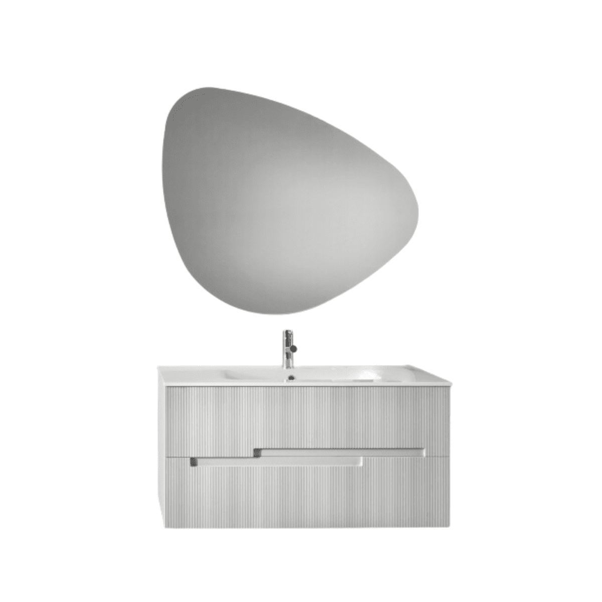 Mobile da bagno in legno "Cosmo100" con 2 cassetti lavabo e colonna sospesa - MondoViro