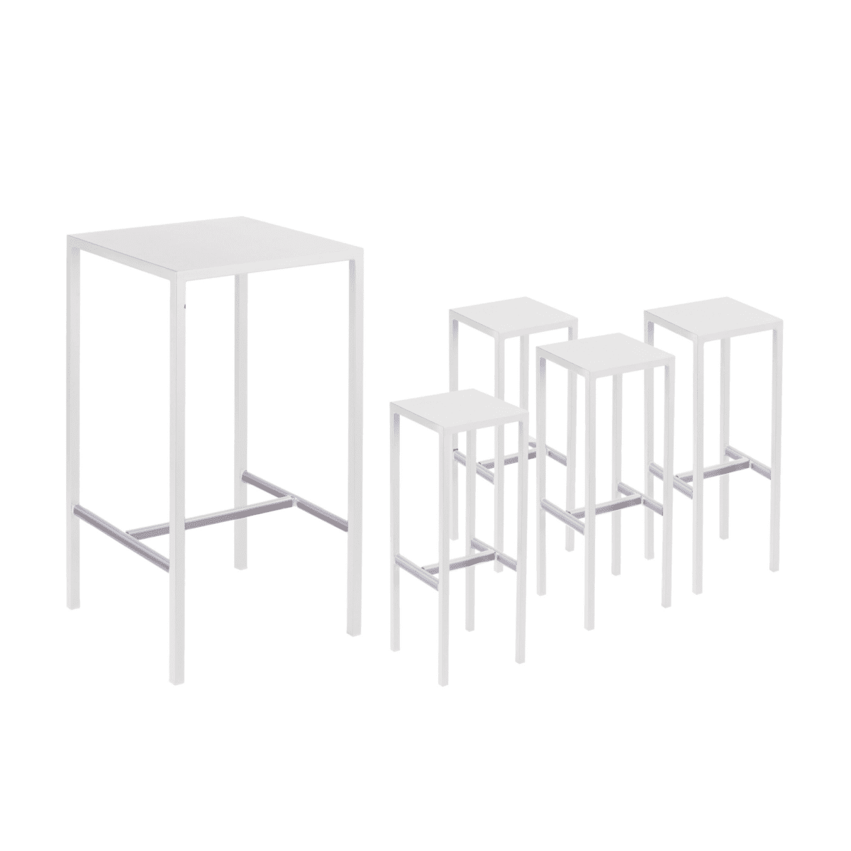 Set tavolo alto + 2 sgabelli in metallo "Seaside" da giardino moderno cm 60x60 110h - MondoViro