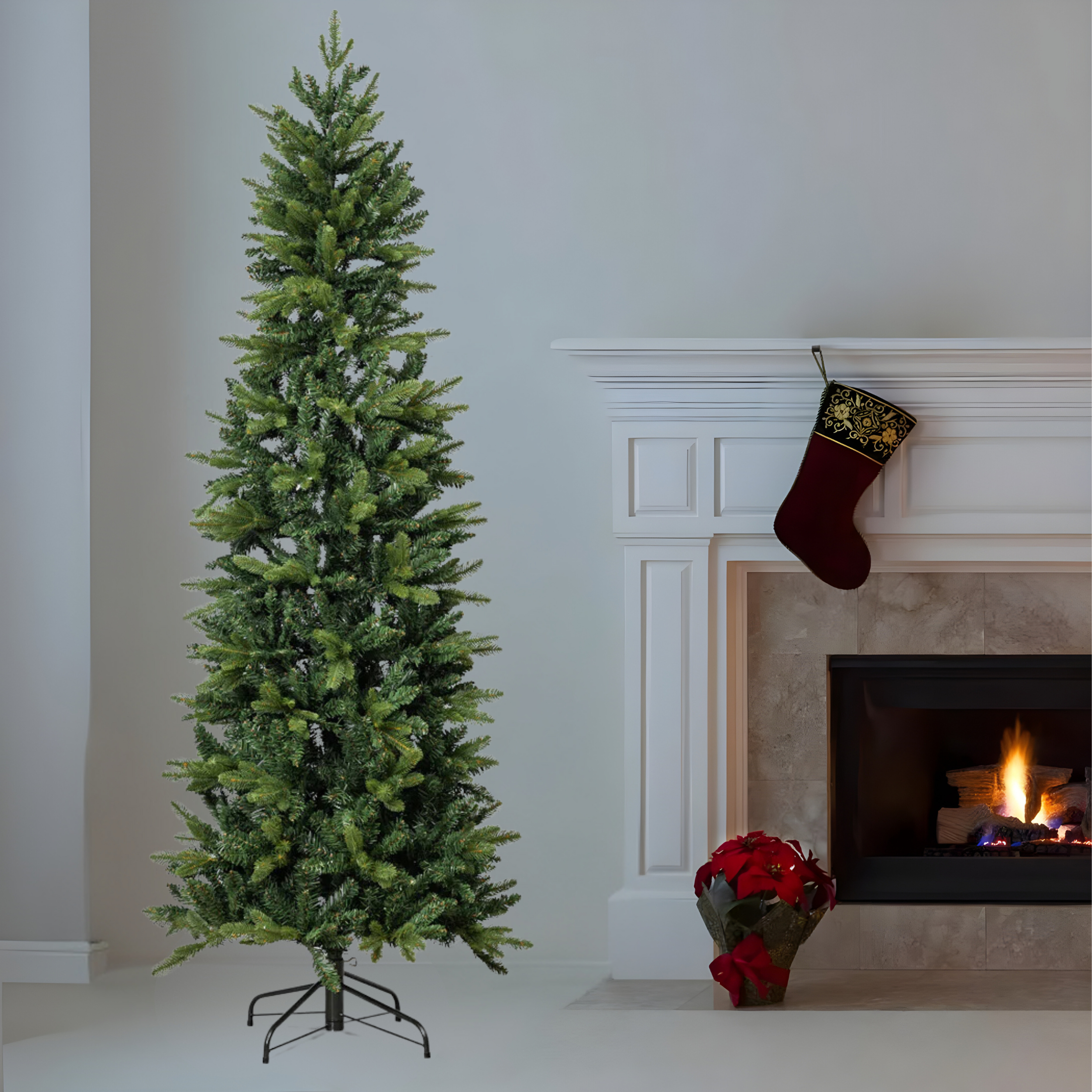 Albero di Natale slim "Bruma" effetto Real Touch PE + PVC di altissima qualità