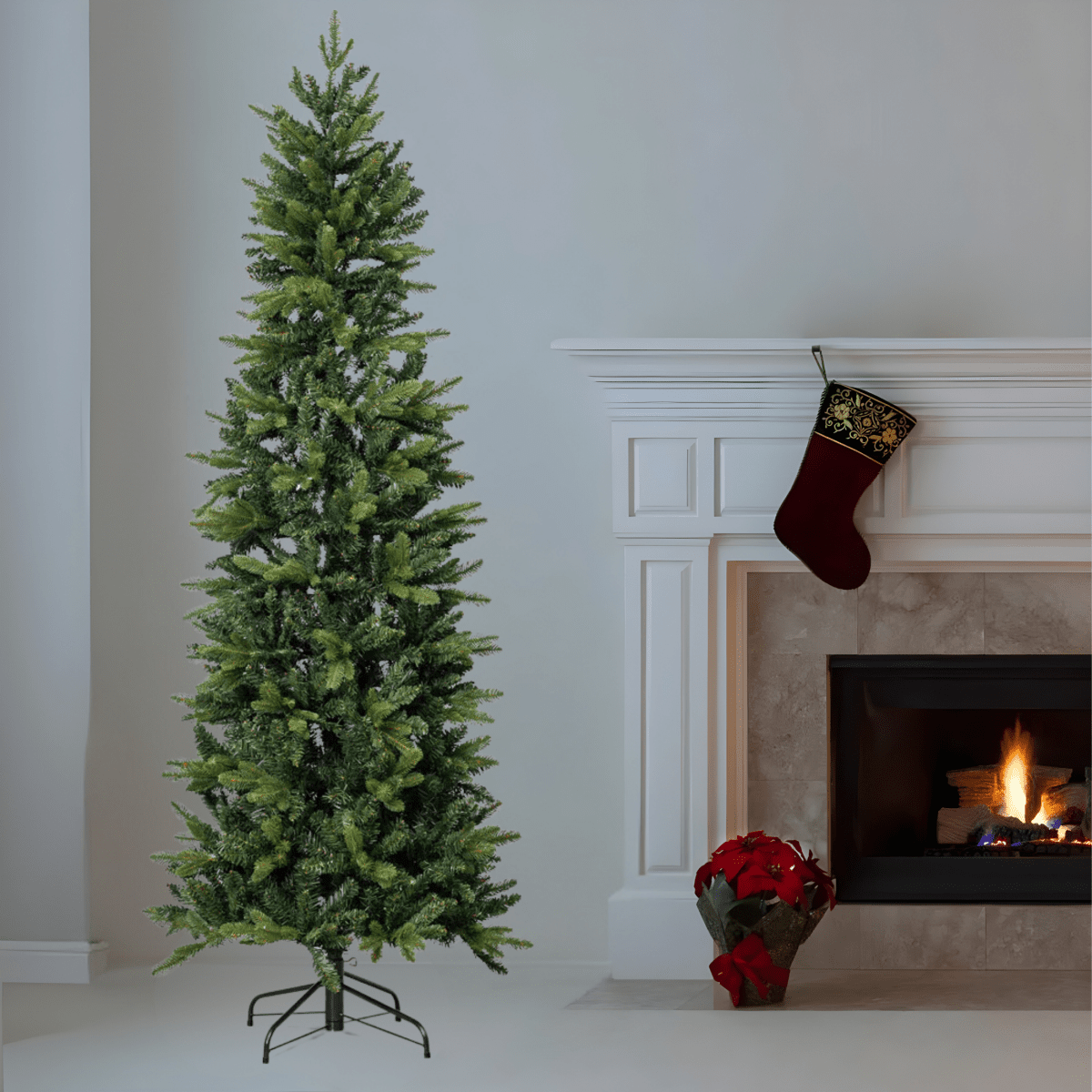 Albero di Natale slim "Bruma" effetto Real Touch PE + PVC di altissima qualità - MondoViro