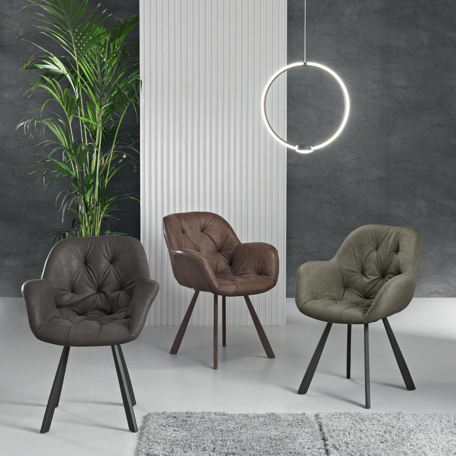 Set di sedie imbottite in ecopelle soft touch "Town" moderne da soggiorno cm 66x65 85h