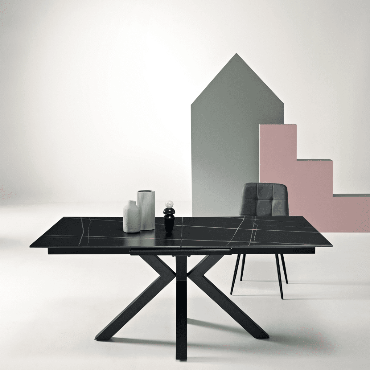 Tavolo allungabile "Cody" effetto marmo con allunga centrale cm 180/240x100 76h - MondoViro