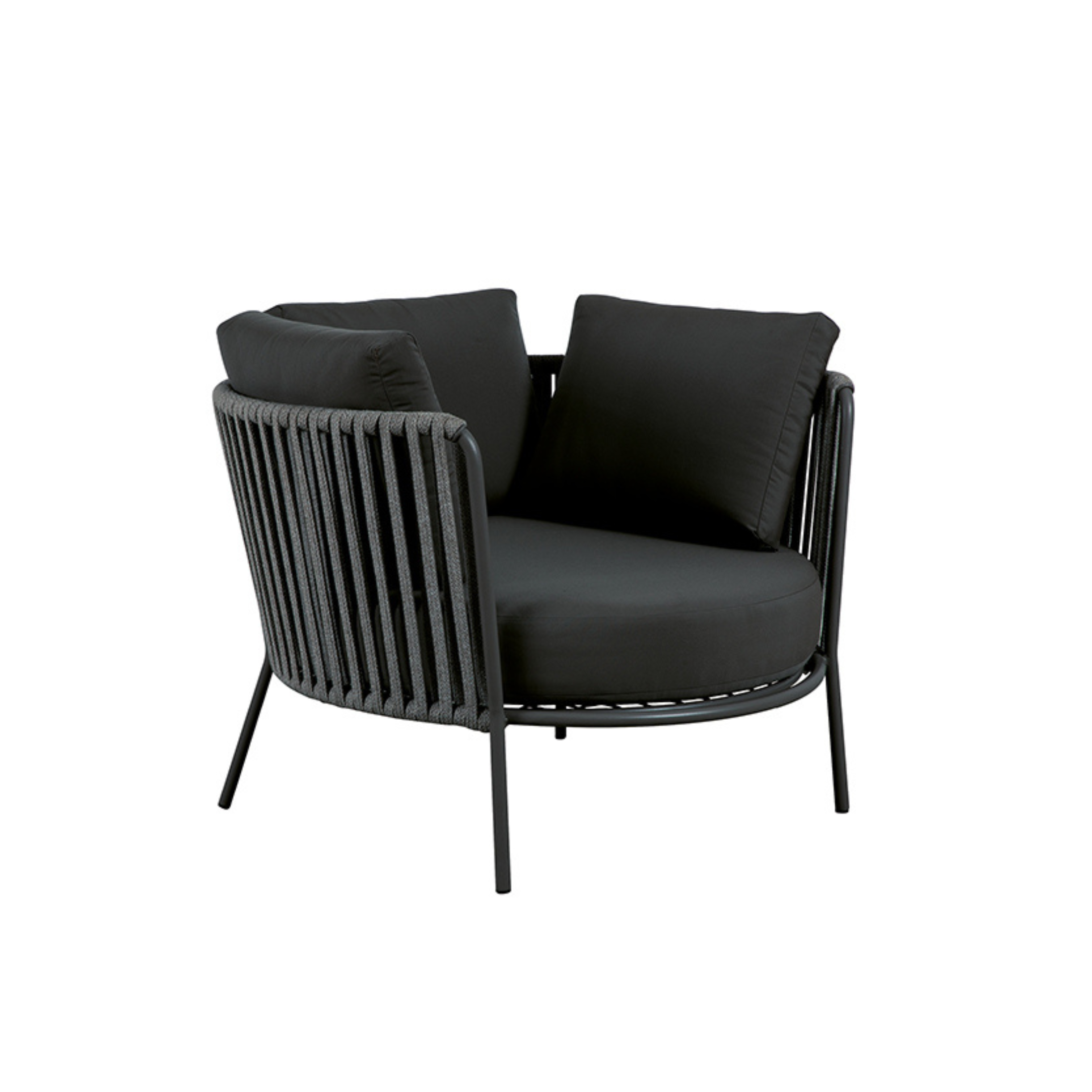 Poltrona bassa maxi in corda e acciaio inox "Daisy Rope" sedia lounge da giardino cm 104x104 71h