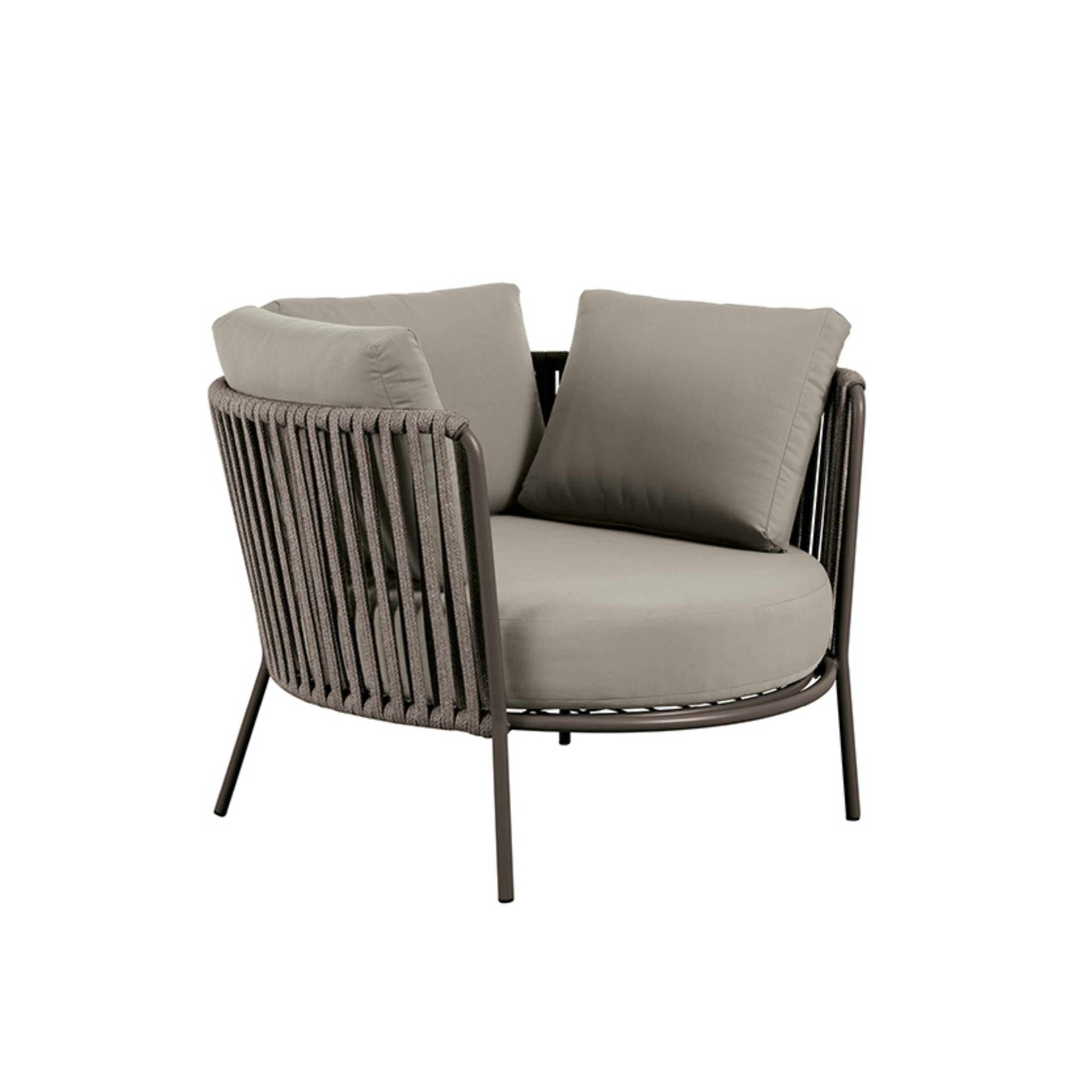 Poltrona bassa maxi in corda e acciaio inox "Daisy Rope" sedia lounge da giardino cm 104x104 71h