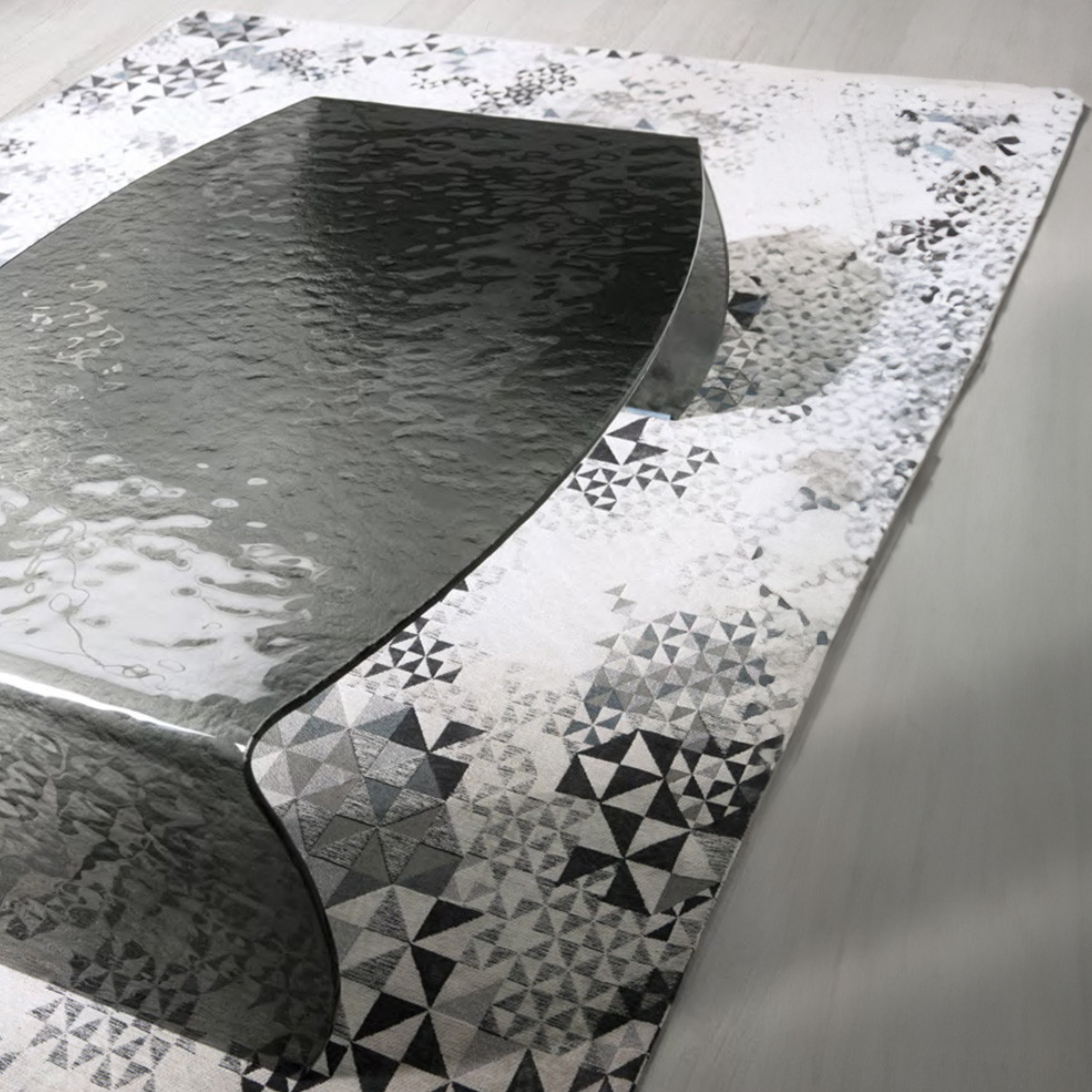 Tavolino moderno in vetro temperato "Tiffany" rettangolare cm 100x65 38h