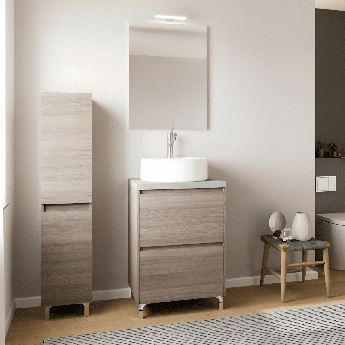 Colonna da bagno a terra "Elorin" a 2 ante e ripiani in vetro cm 36x34 150h - MondoViro