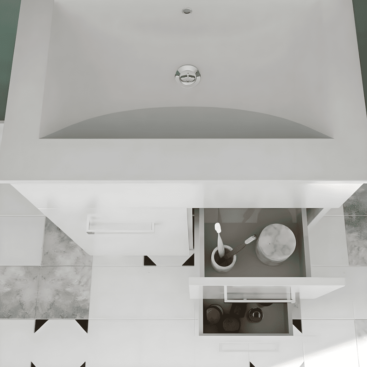 Mobile da bagno "Elendir" con lavabo in ceramica integrato maniglie piedini cromati - MondoViro