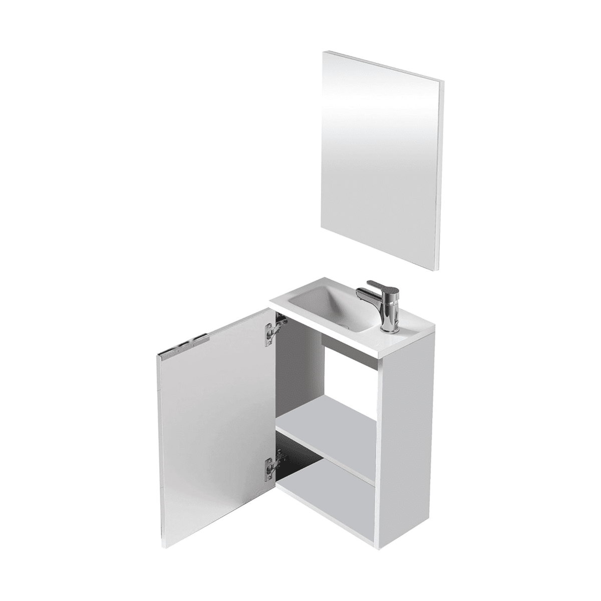 Kit mobile da bagno sospeso "Elvan" 1 anta con lavabo in resina - MondoViro