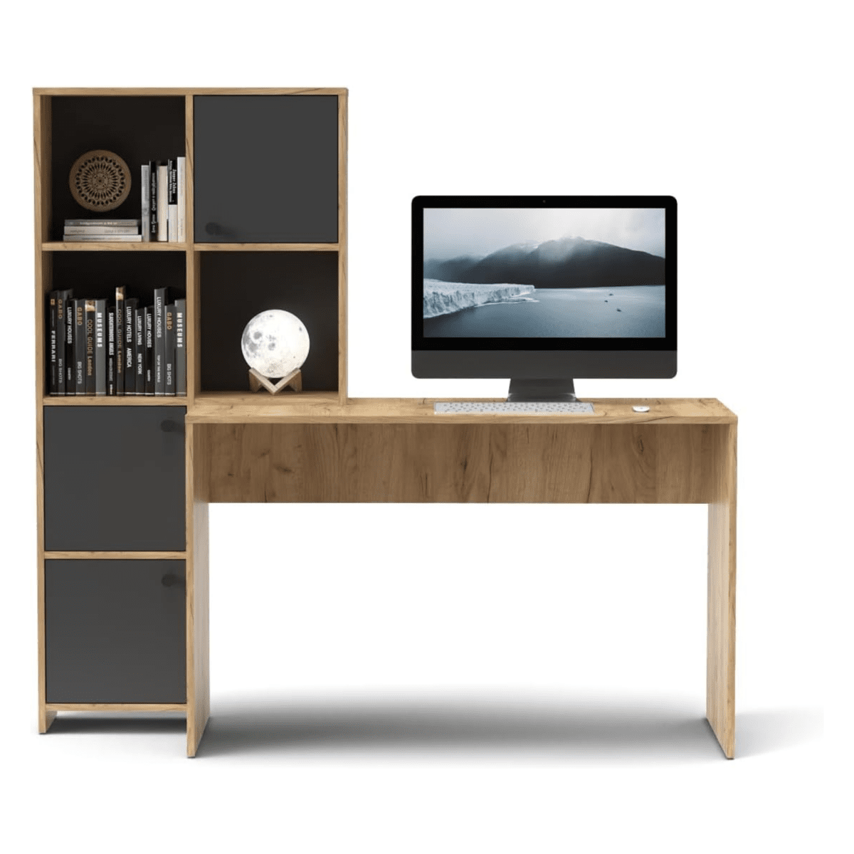 Scrivania con libreria moderna "Eternal" versatile cm 156x55 71h - MondoViro