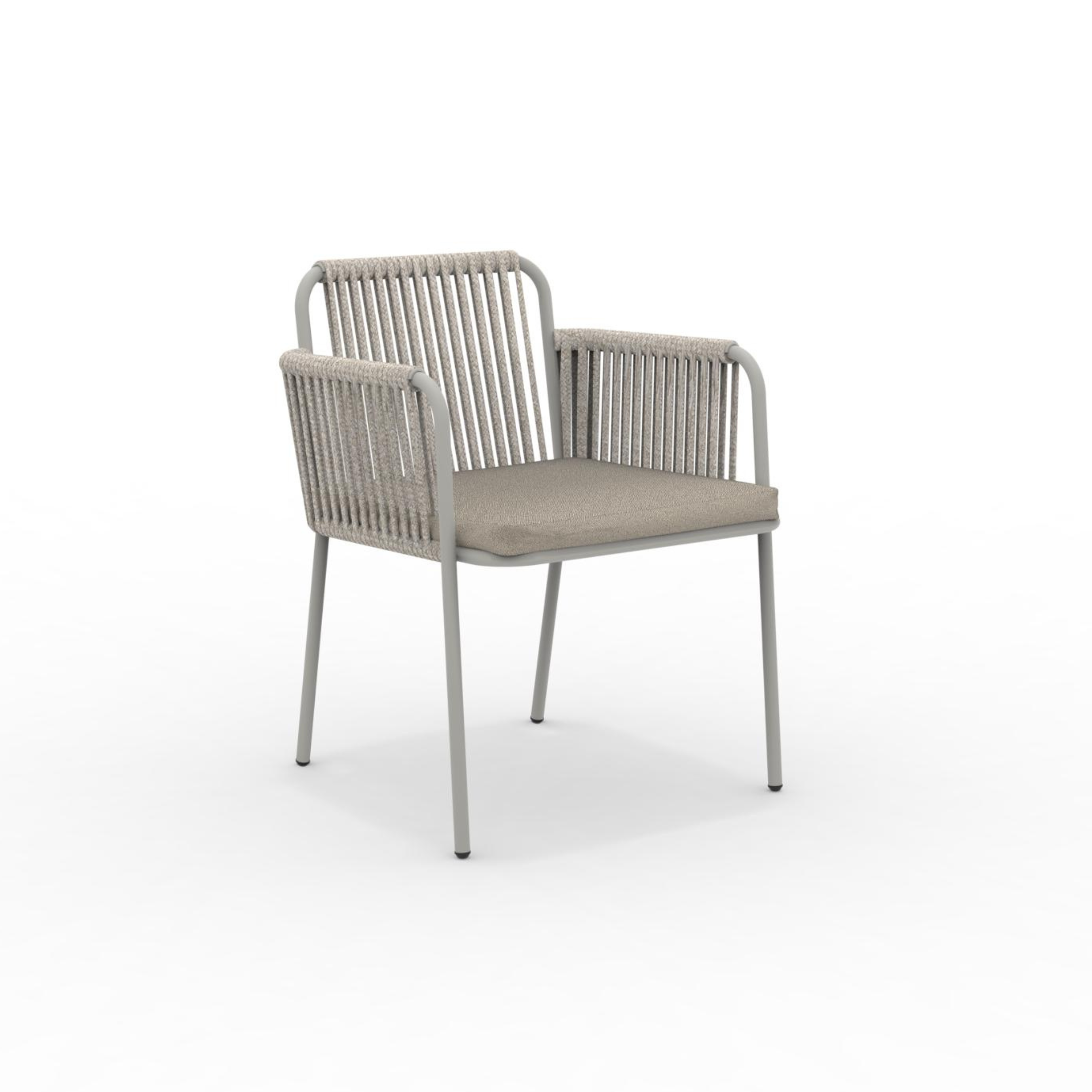 Set di 2 sedie lounge con cuscino e schienale in corda "Key West" impilabili