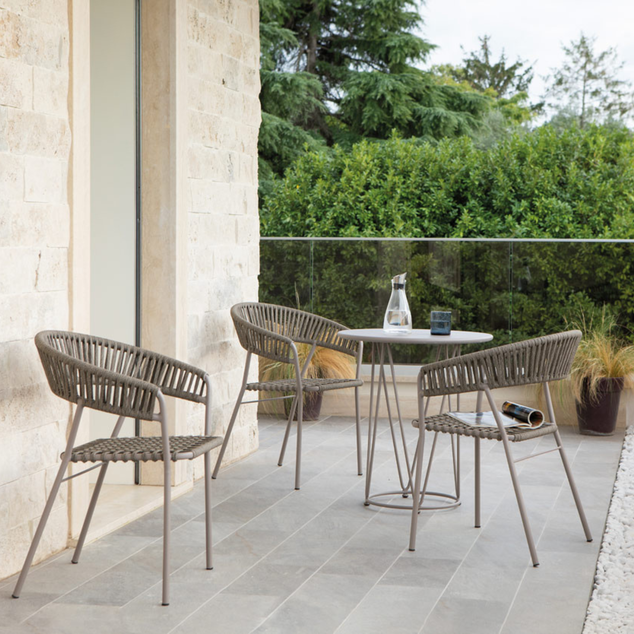 Tavolo smontabile tondo "Daisy6" da giardino in metallo zincato con piedistallo