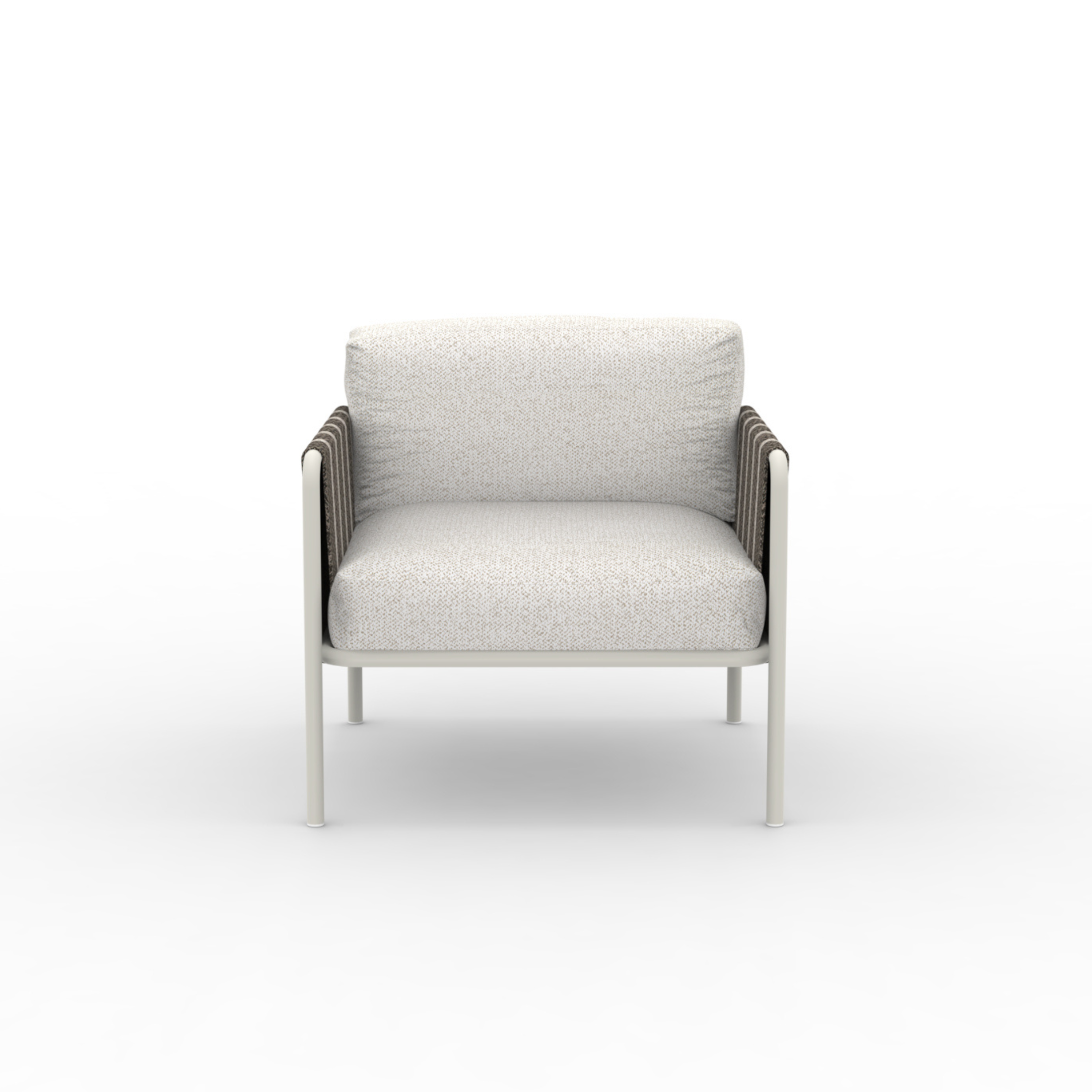 Poltrona bassa lounge in metallo "Hamptons" con cuscini cm 80x80 84h