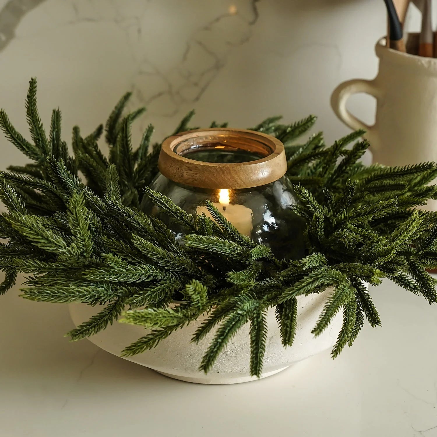 Ghirlanda natalizia Norfolk pine "Liam" in PE effetto Real Touch da Ø 60 cm