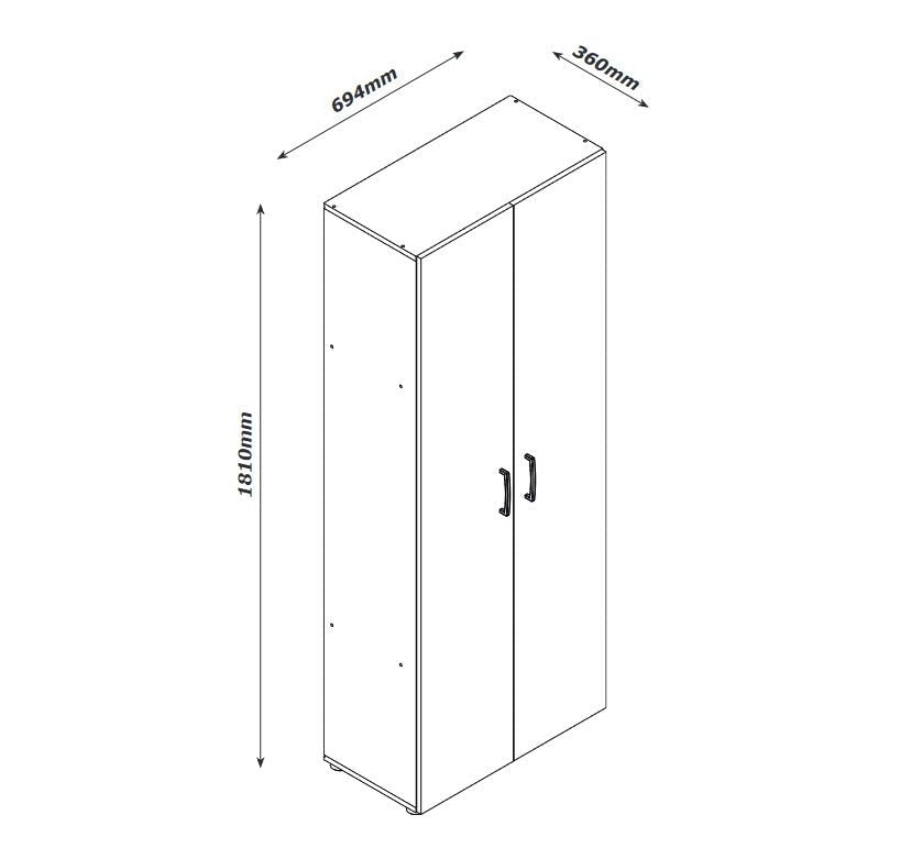 Armadio multiuso "Notes" 2 ante e 4 ripiani con pannello in legno melaminico cm 70X36 181h - MondoViro