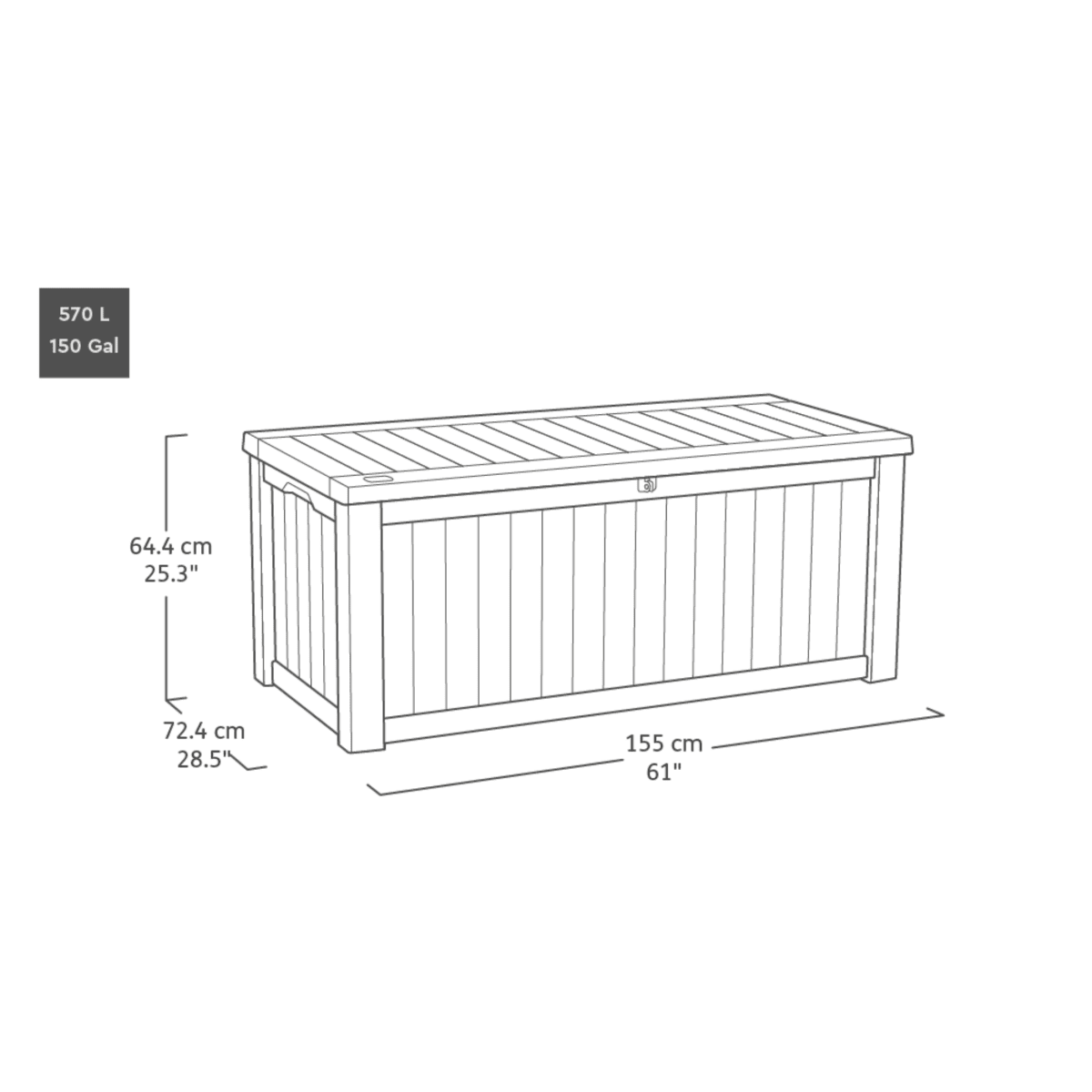 Baule da giardino "Betù" marrone frassino resistente cm 151,7x72,5 70h - MondoViro