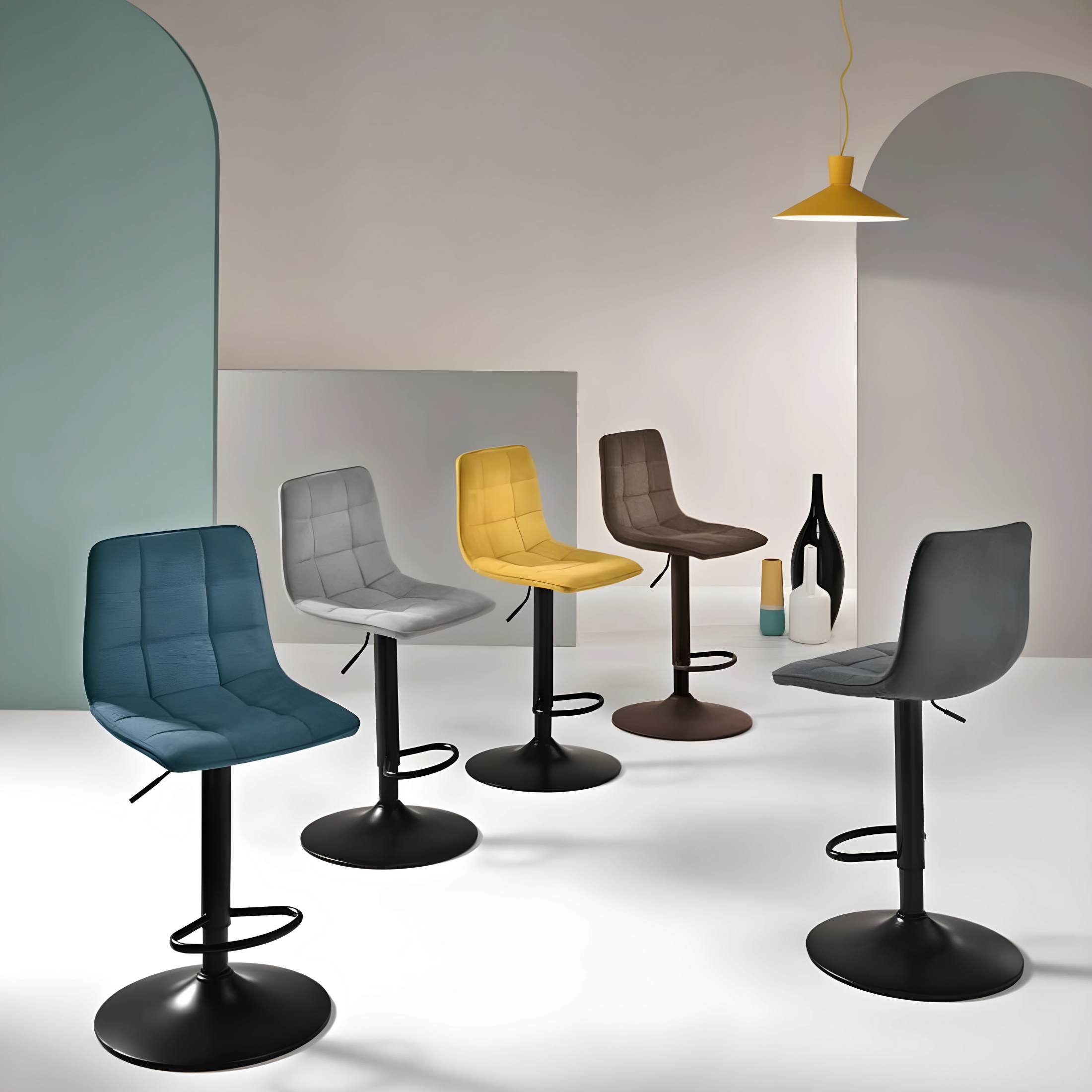 Set di sgabelli in tessuto "Milly" con seduta imbottita cm 45x45 91h