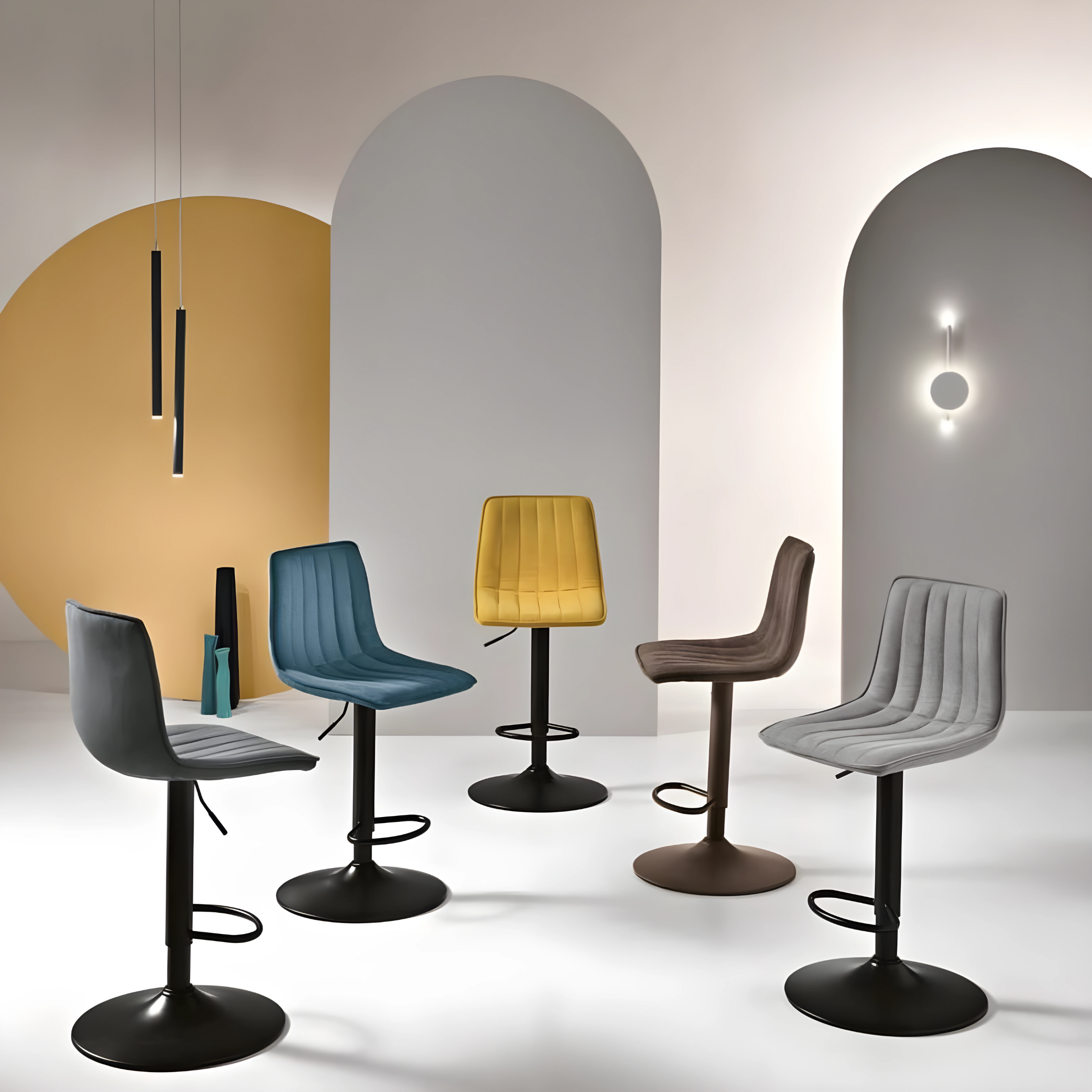 Set di sgabelli in tessuto "Palmer" imbottiti cm 45x45 91h