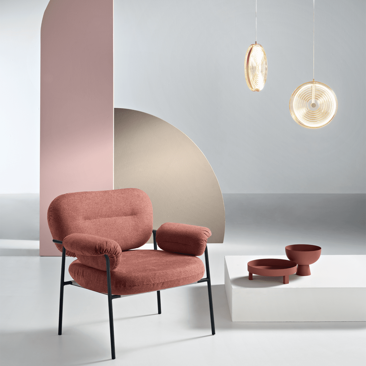 Poltrona in tessuto moderna "Lumisera" con struttura in metallo cm 80x79 75h - MondoViro