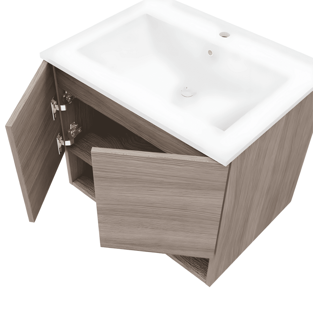 Mobile da bagno sospeso "Lunaris2" con lavabo integrato a 2 ante moderno con specchio LED - MondoViro