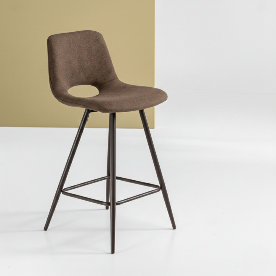 Set di sgabelli "Echo" in tessuto con struttura in metallo verniciato cm 50x45 91h