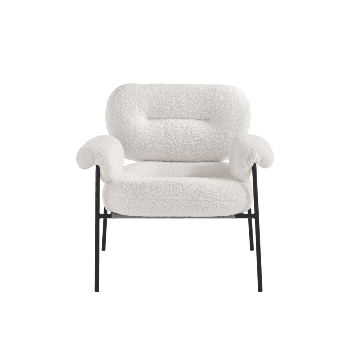 Poltrona moderna in tessuto bouclè "Mira" con struttura in metallo nero cm 80x79 75h - MondoViro