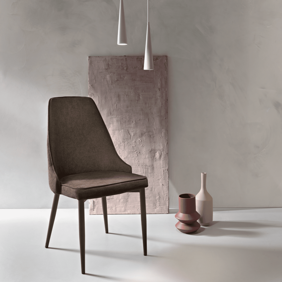 Set di sedie da pranzo eleganti in tessuto "Keri" base in metallo verniciato cm 50x60 88h - MondoViro