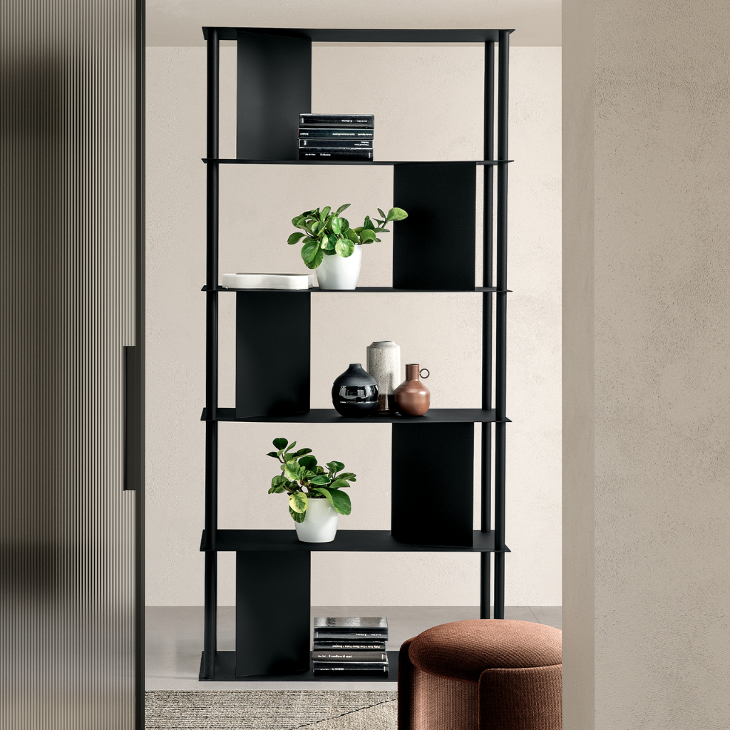 Libreria verticale “Molin” in metallo verniciato cm 90x40 190h - MondoViro