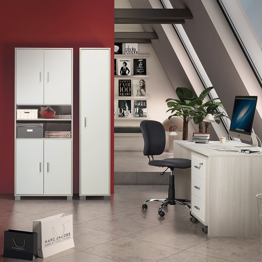 Mobile libreria a colonna "Slim1" in legno 1 anta ripiani regolabili cm 39x41 182h