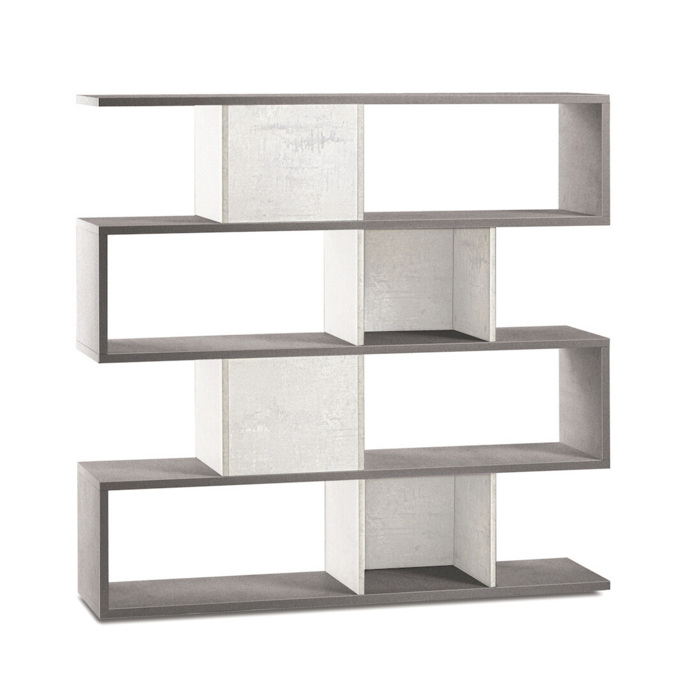 Libreria divisoria modulare "Riflessioni" in legno 4 piani moderna cm 150x38 144h